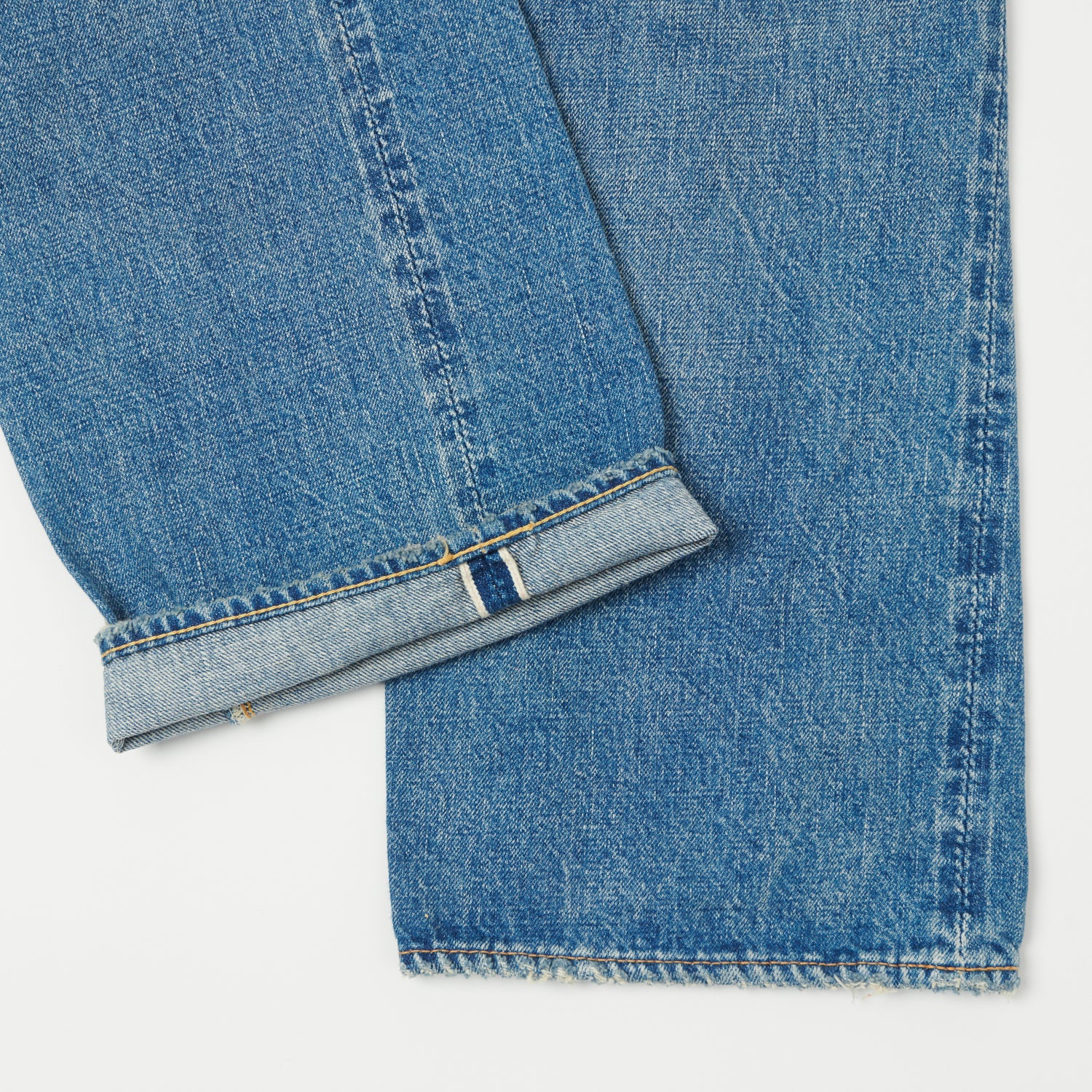 FULLCOUNT 0105HA Patched 13.7oz Wide Straight Jean - 'Dartford' Wash - Image 6