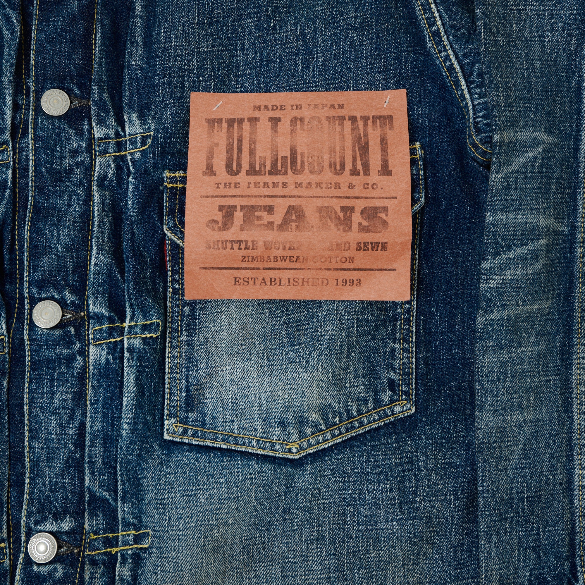 FULLCOUNT 2107 13.75oz Type I Denim Jacket - 'More Than Real' Wash - Image 3