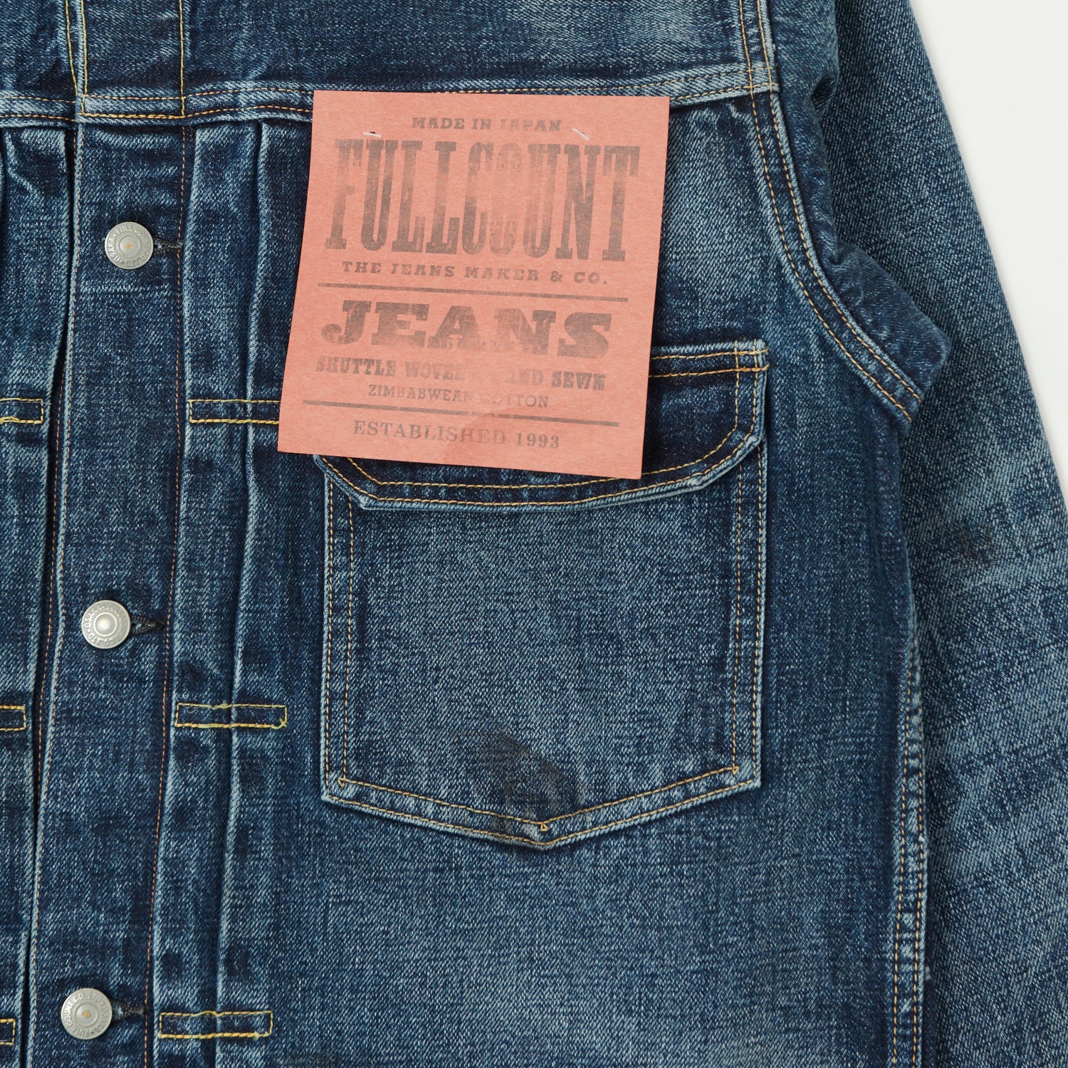 FULLCOUNT 2102XX 15.5oz Type II Denim Jacket - 'Fear of the Dark' Wash - Image 3