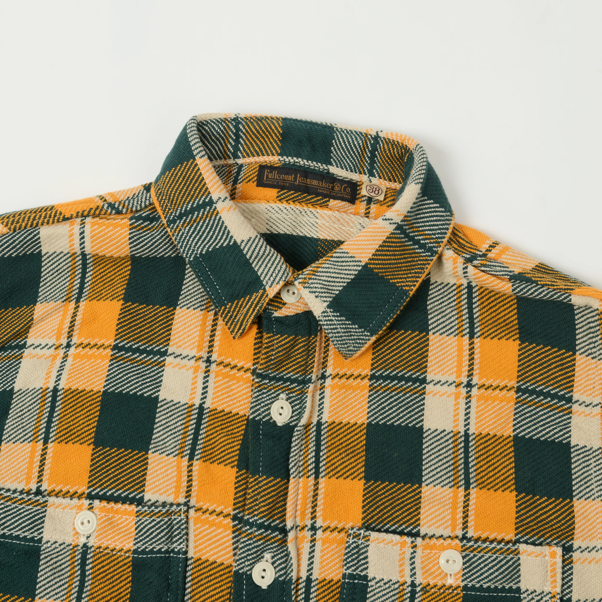 FULLCOUNT 4085 Check Flannel Shirt - Yellow/Green - Image 2