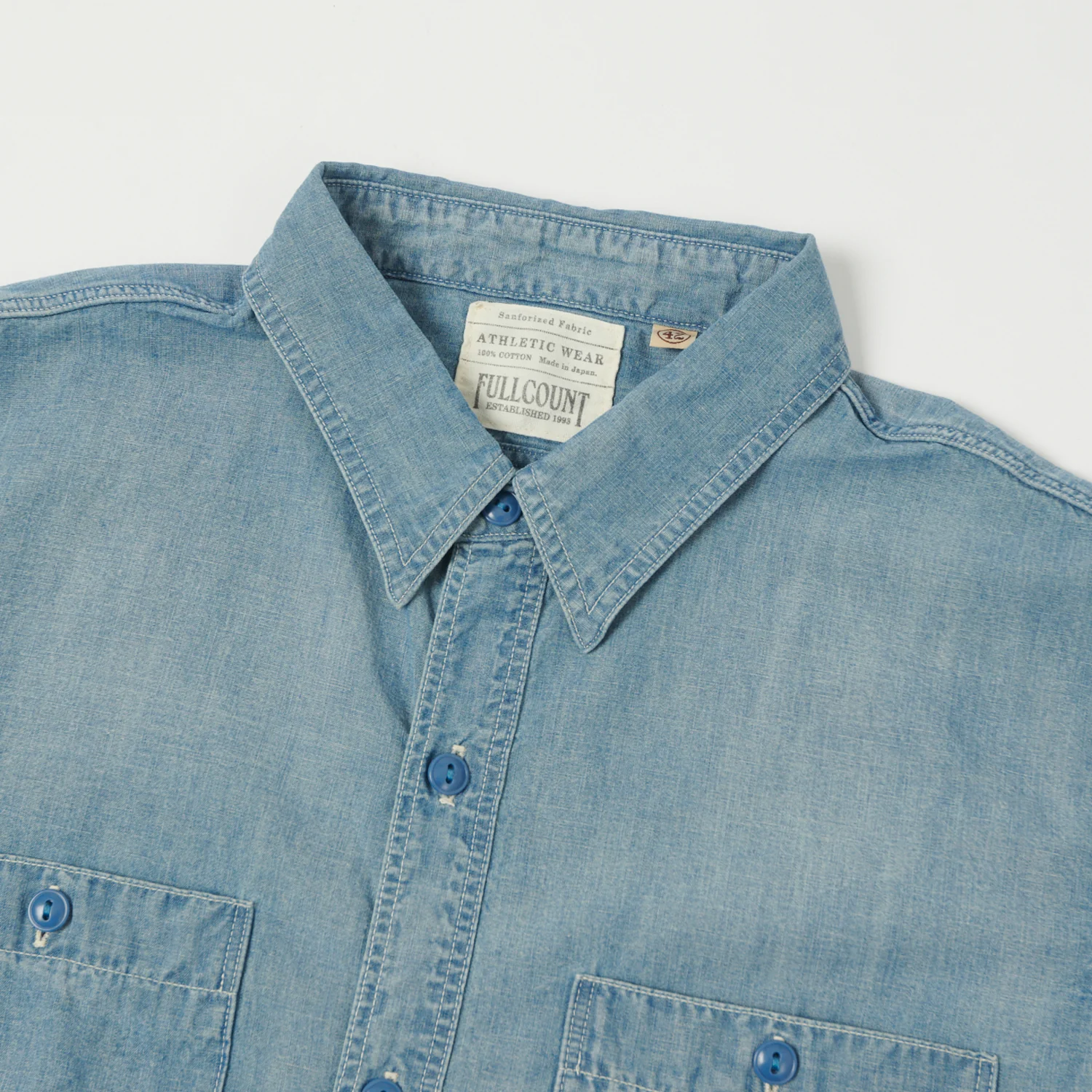 FULLCOUNT 4810 5oz Chambray Work Shirt - Heavy Wash - Image 2