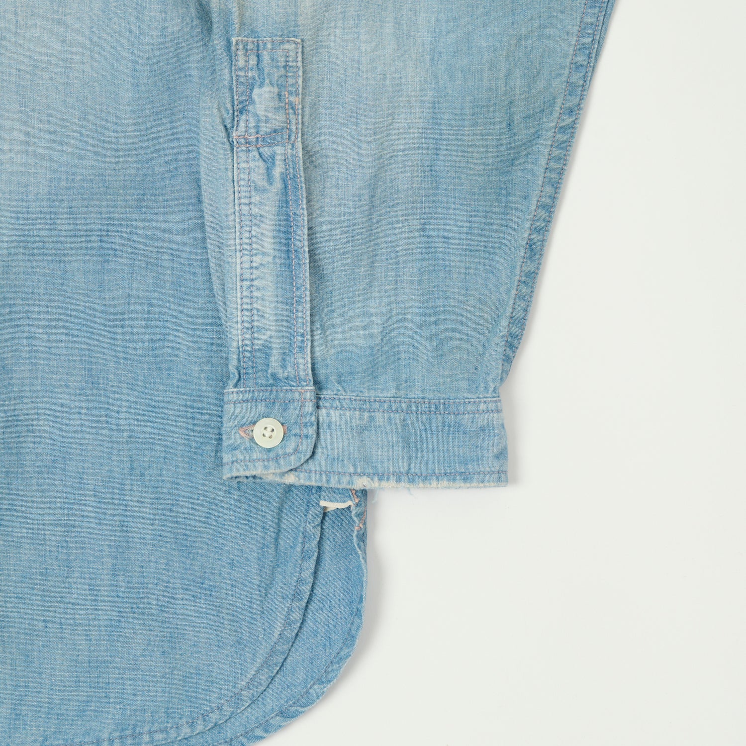 FULLCOUNT 4900 Stand Collar Pullover Chambray Shirt - Heavy Wash - Image 3