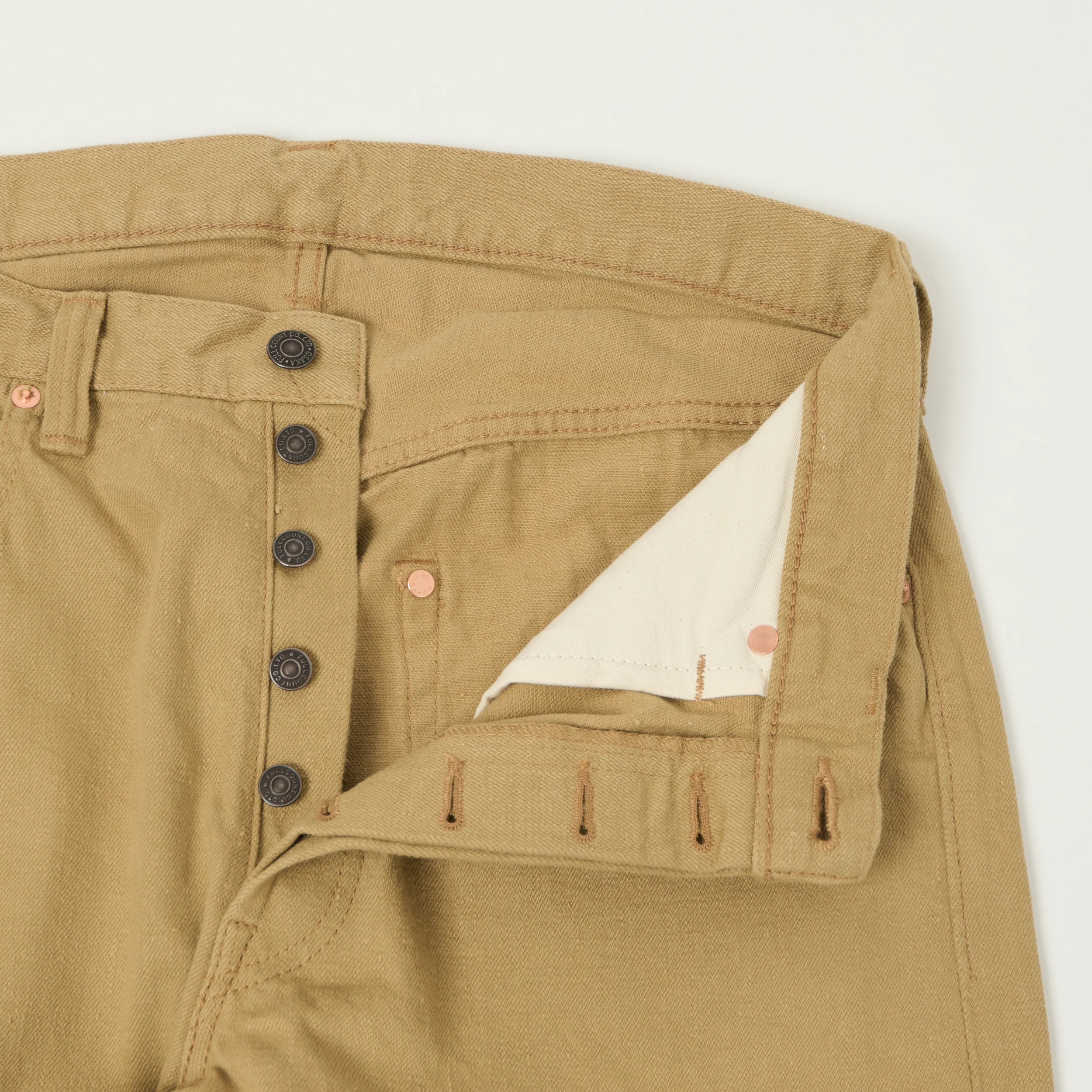FULLCOUNT 0105 12oz Wide Straight Jean - Beige - Image 3