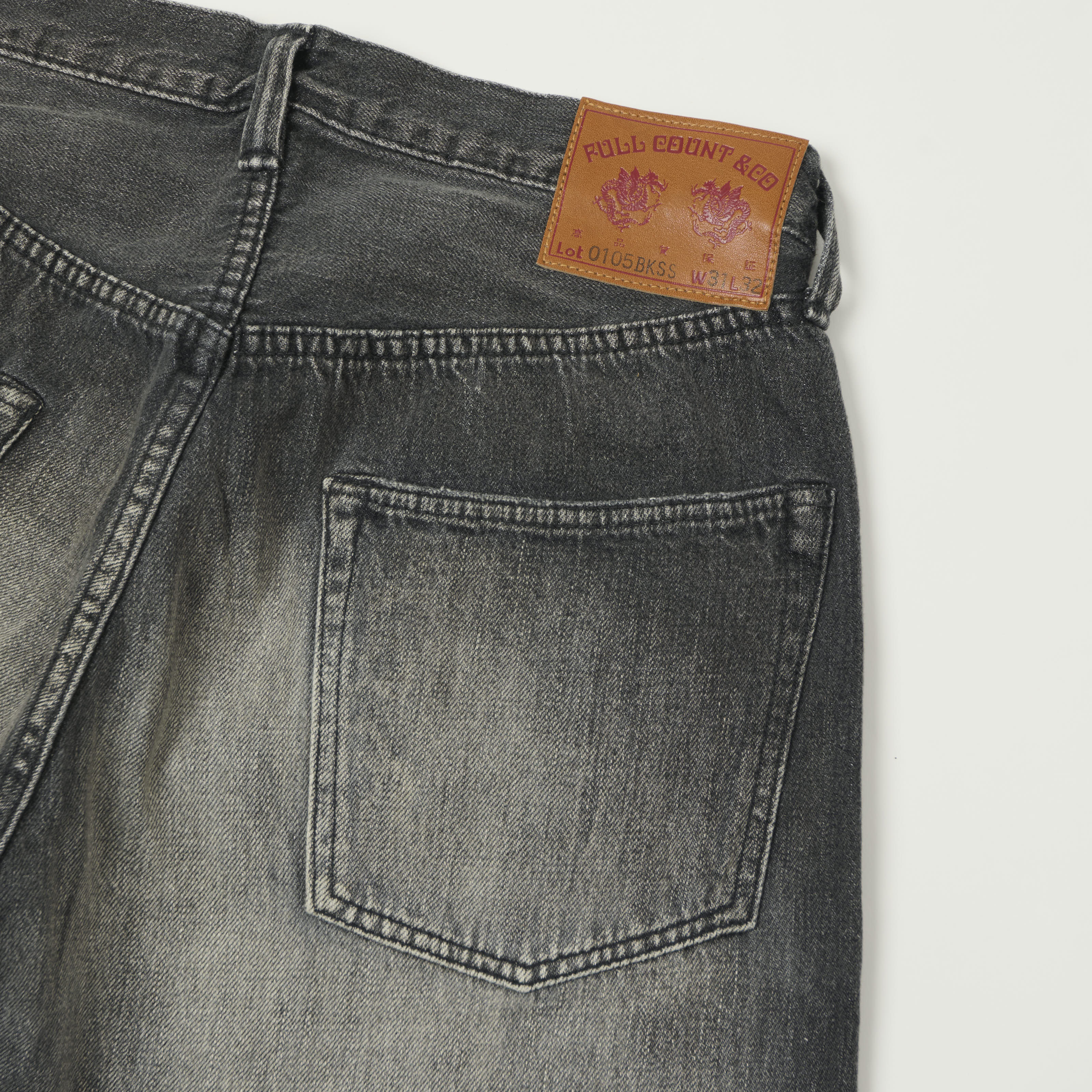 FULLCOUNT 0105SS 'Super Smooth' 11.5oz Wide Straight Jean - Black 'Dartford' Wash - Image 2