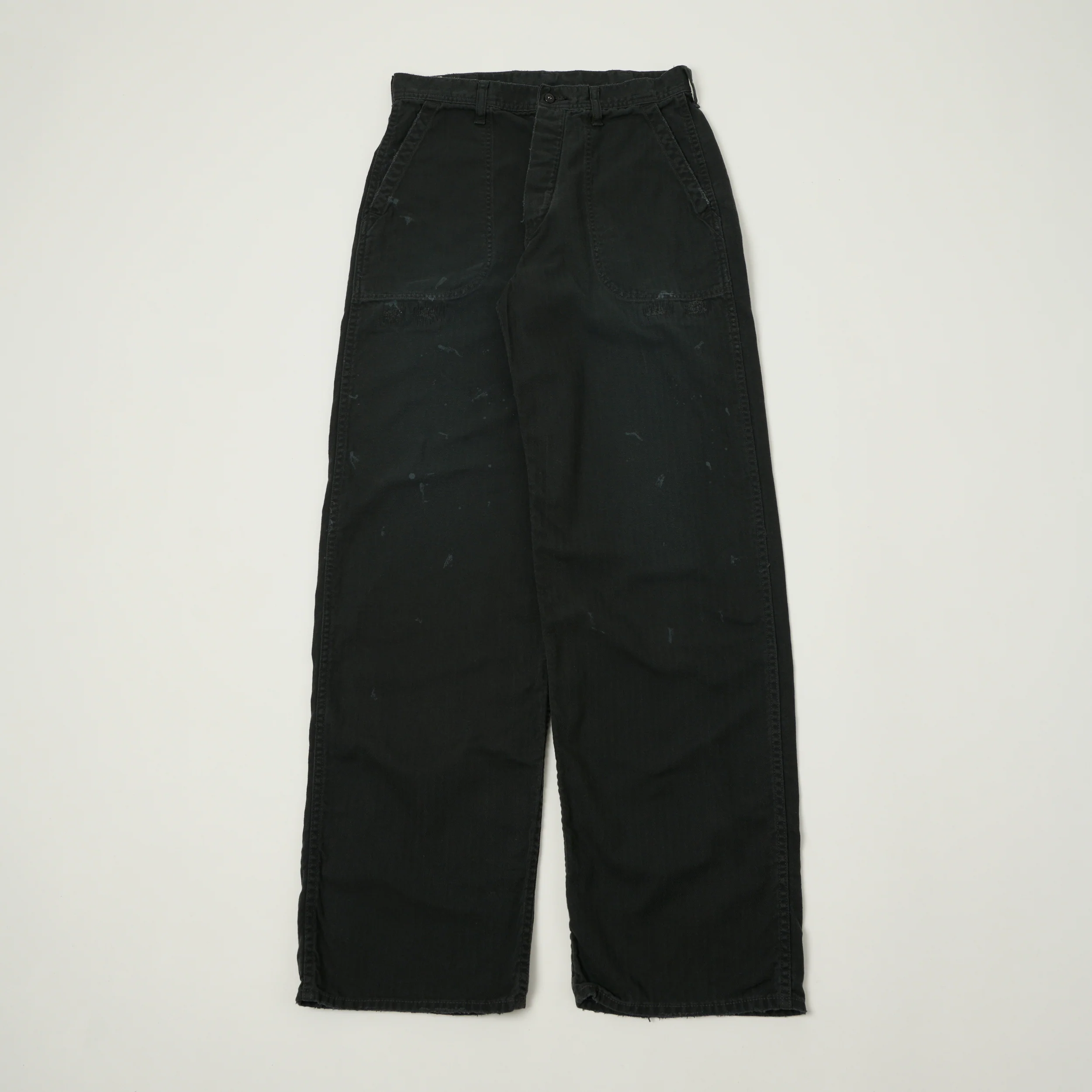 FULLCOUNT 1141 Herringbone Twill 'Vintage Effect' U. S. Navy Seamens Trousers - Black