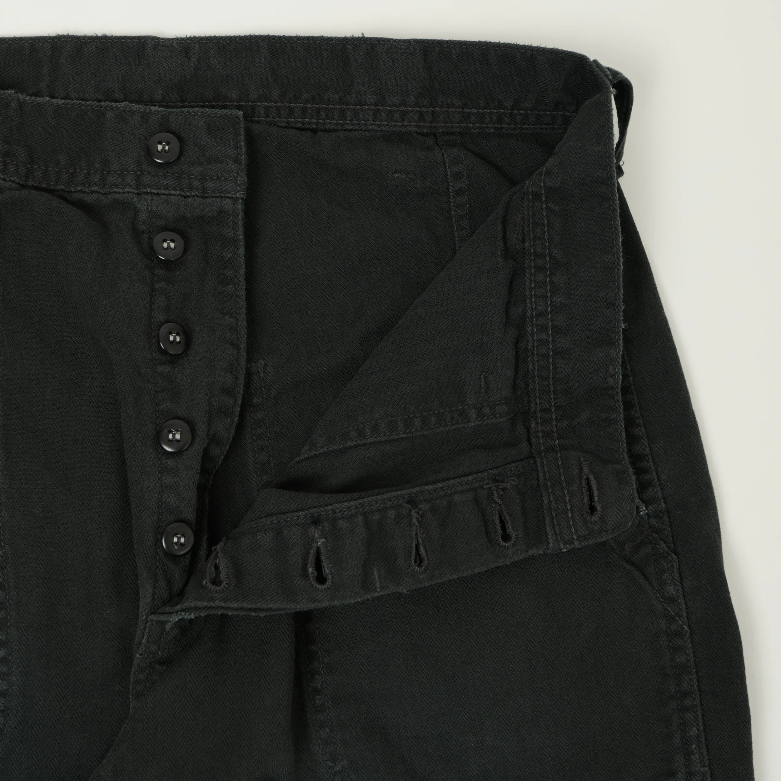 FULLCOUNT 1141 Herringbone Twill 'Vintage Effect' U. S. Navy Seamens Trousers - Black - Image 4