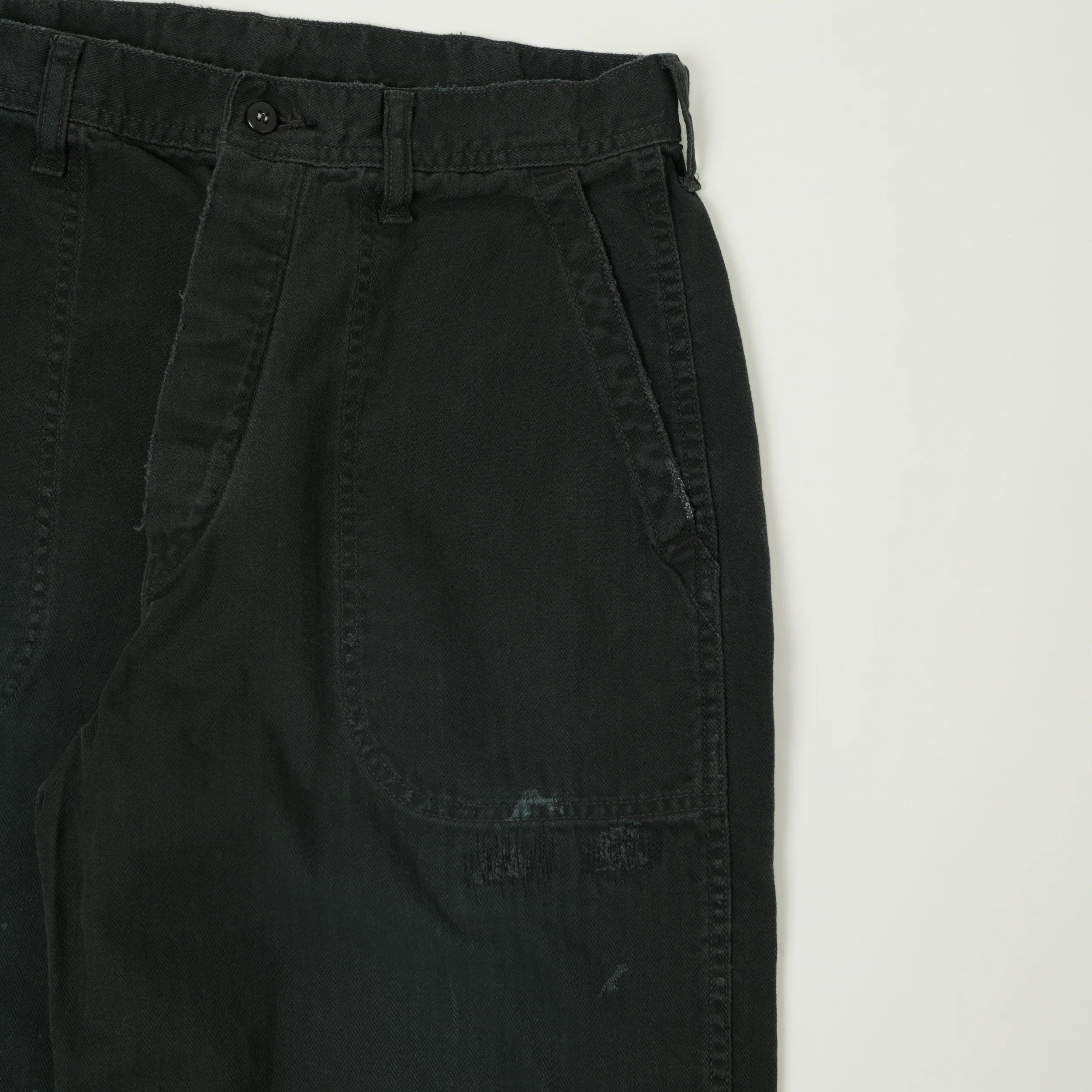 FULLCOUNT 1141 Herringbone Twill 'Vintage Effect' U. S. Navy Seamens Trousers - Black - Image 8