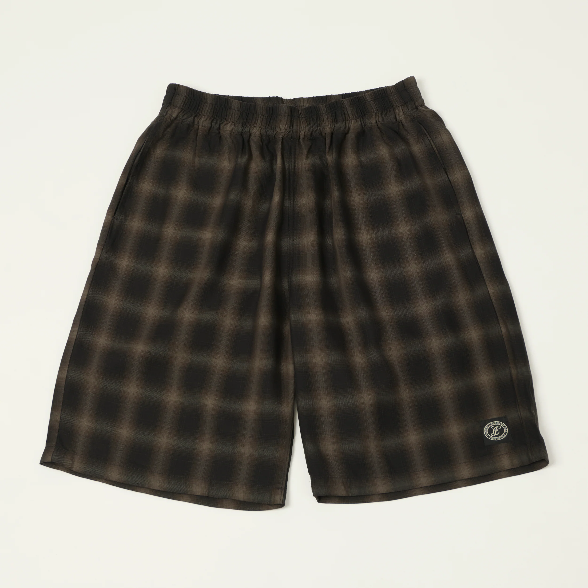 FULLCOUNT 1143 Ombre Check Resort Shorts - Black