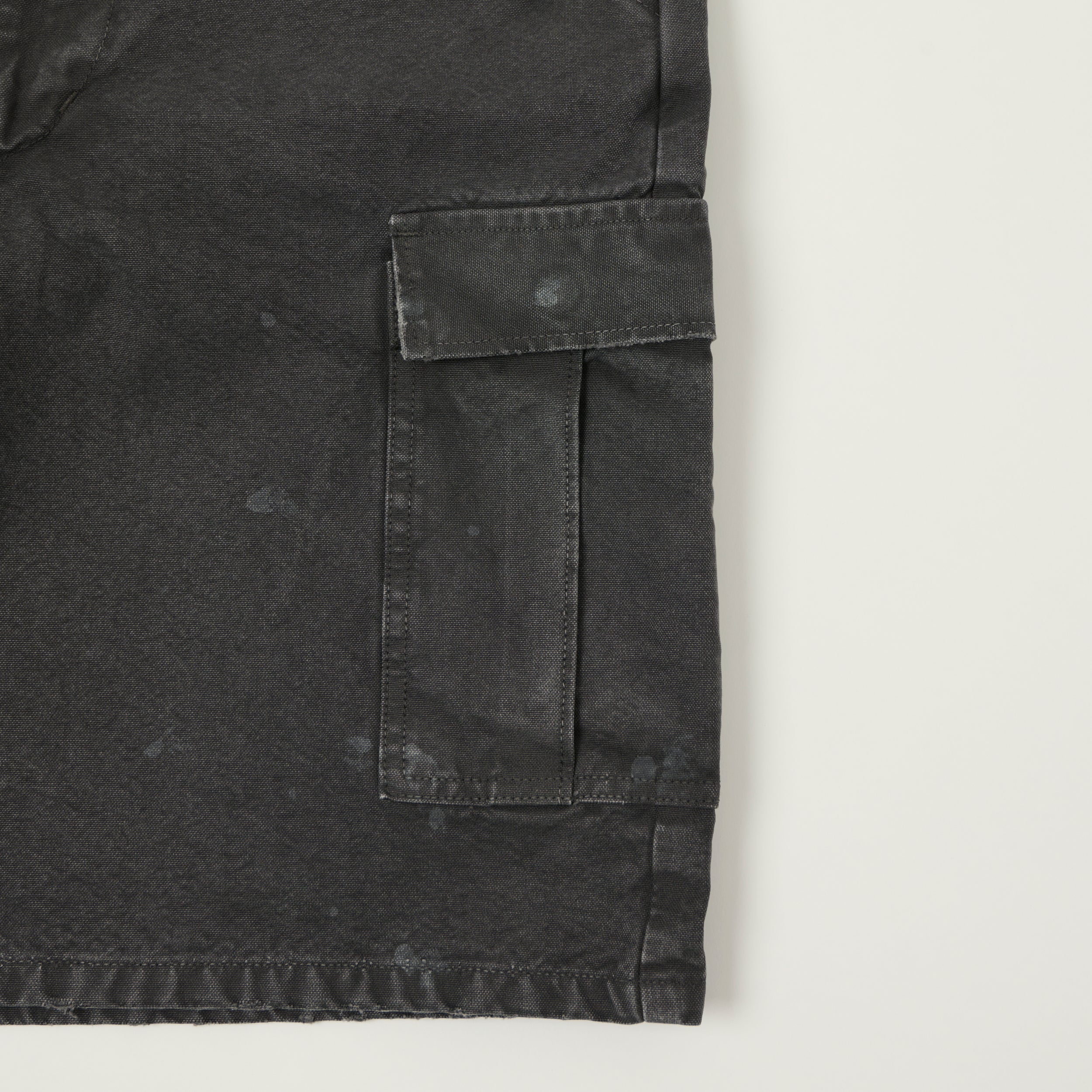 FULLCOUNT 1144 'Vintage Effect' Tent Cloth Field Cargo Shorts - Faded Black - Image 3