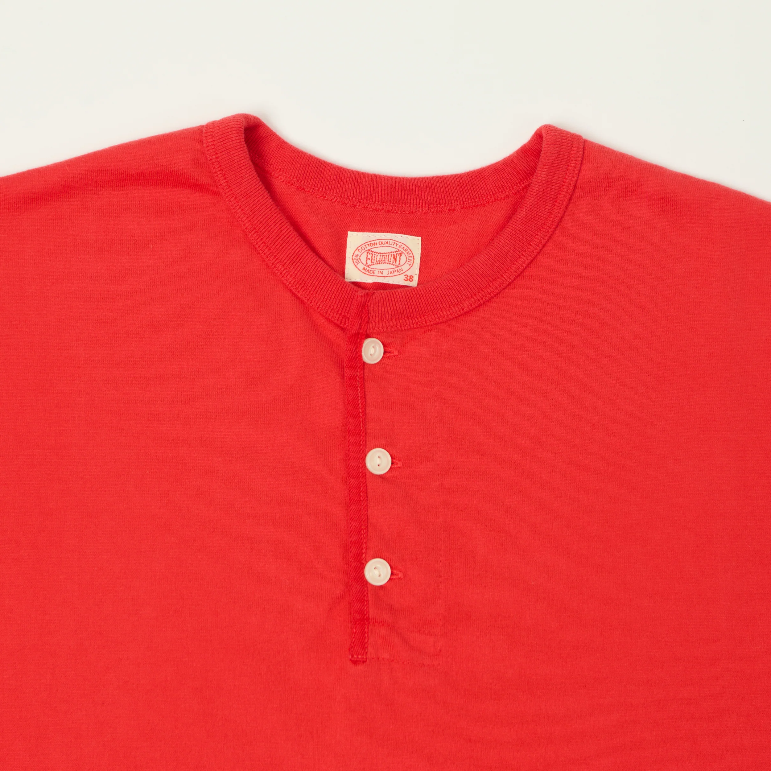 FULLCOUNT 5222H Flat Seam Heavyweight Henley - Red - Image 2