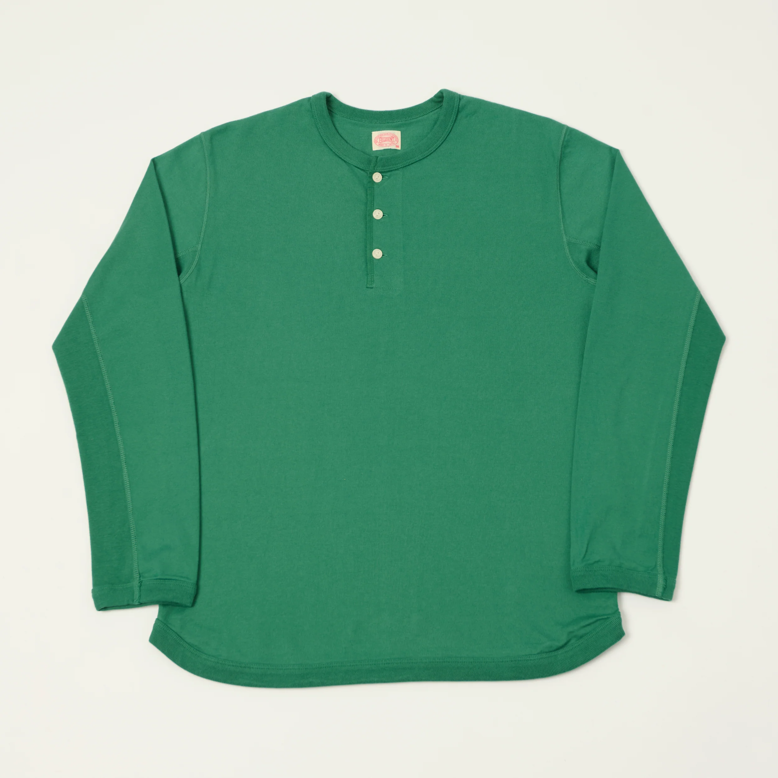 FULLCOUNT 5222LH Flat Seam Heavyweight Henley - Green
