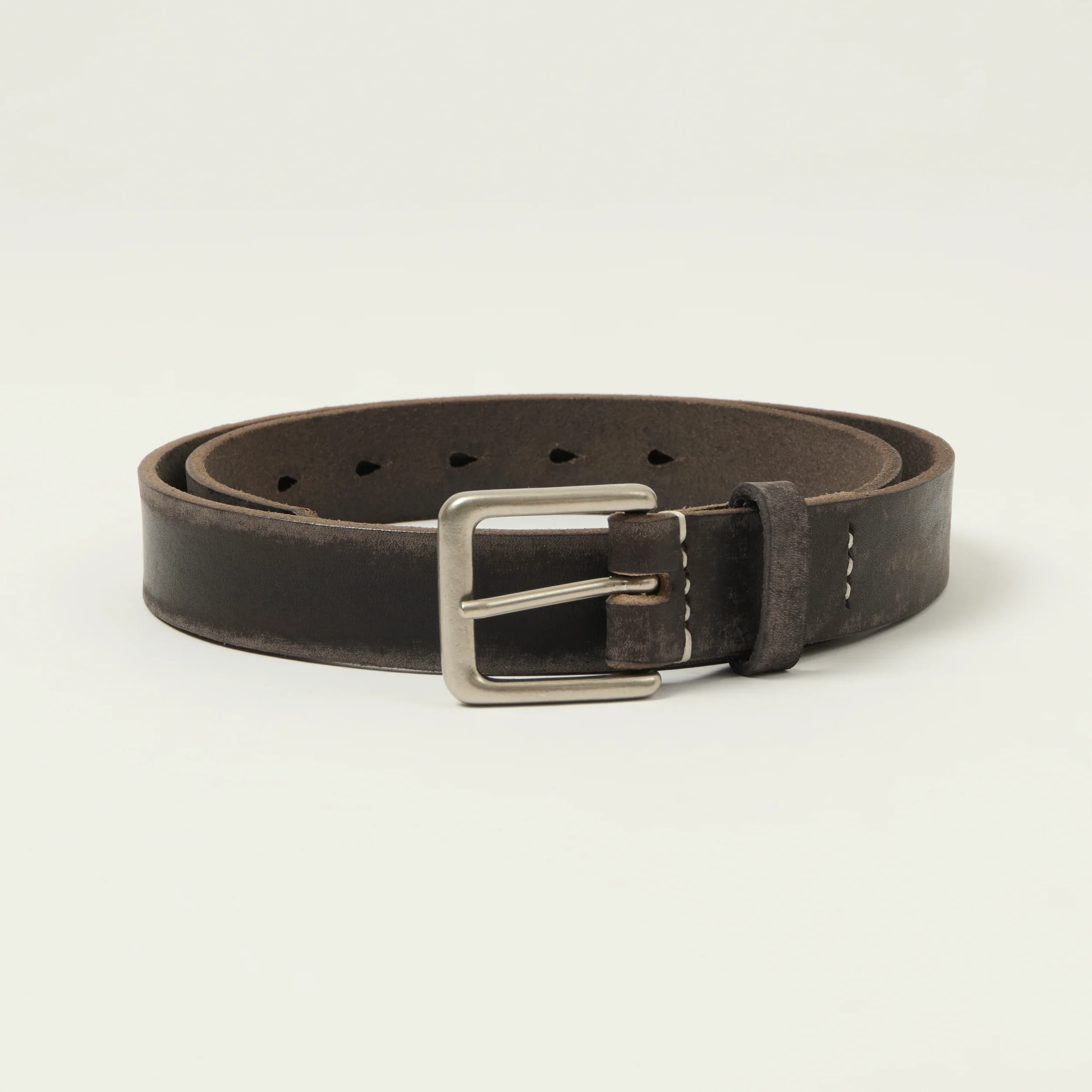 FULLCOUNT 6218 Wild Leather Narrow Belt - Black