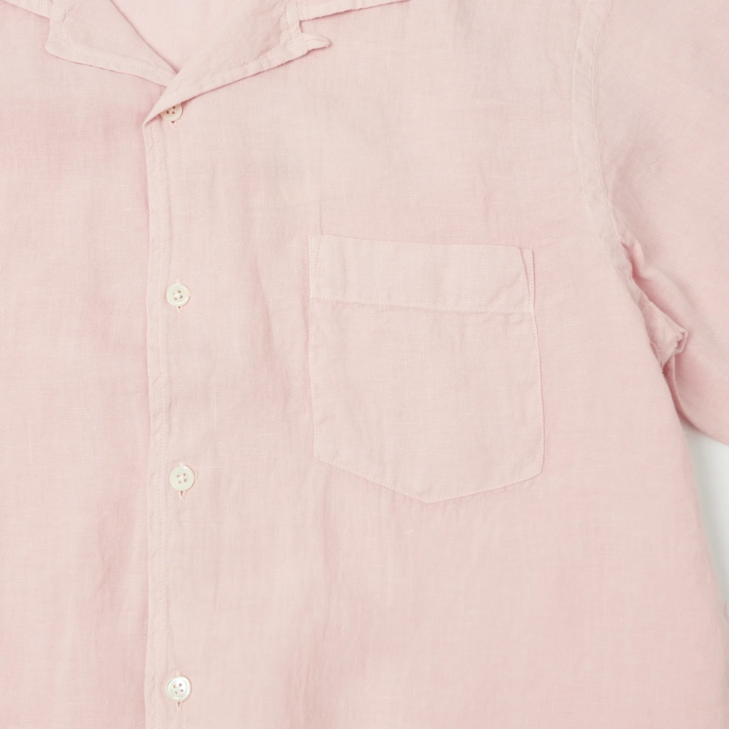 Hartford 'Palm' Camp Collar Linen Shirt - Faded Pink - Image 3