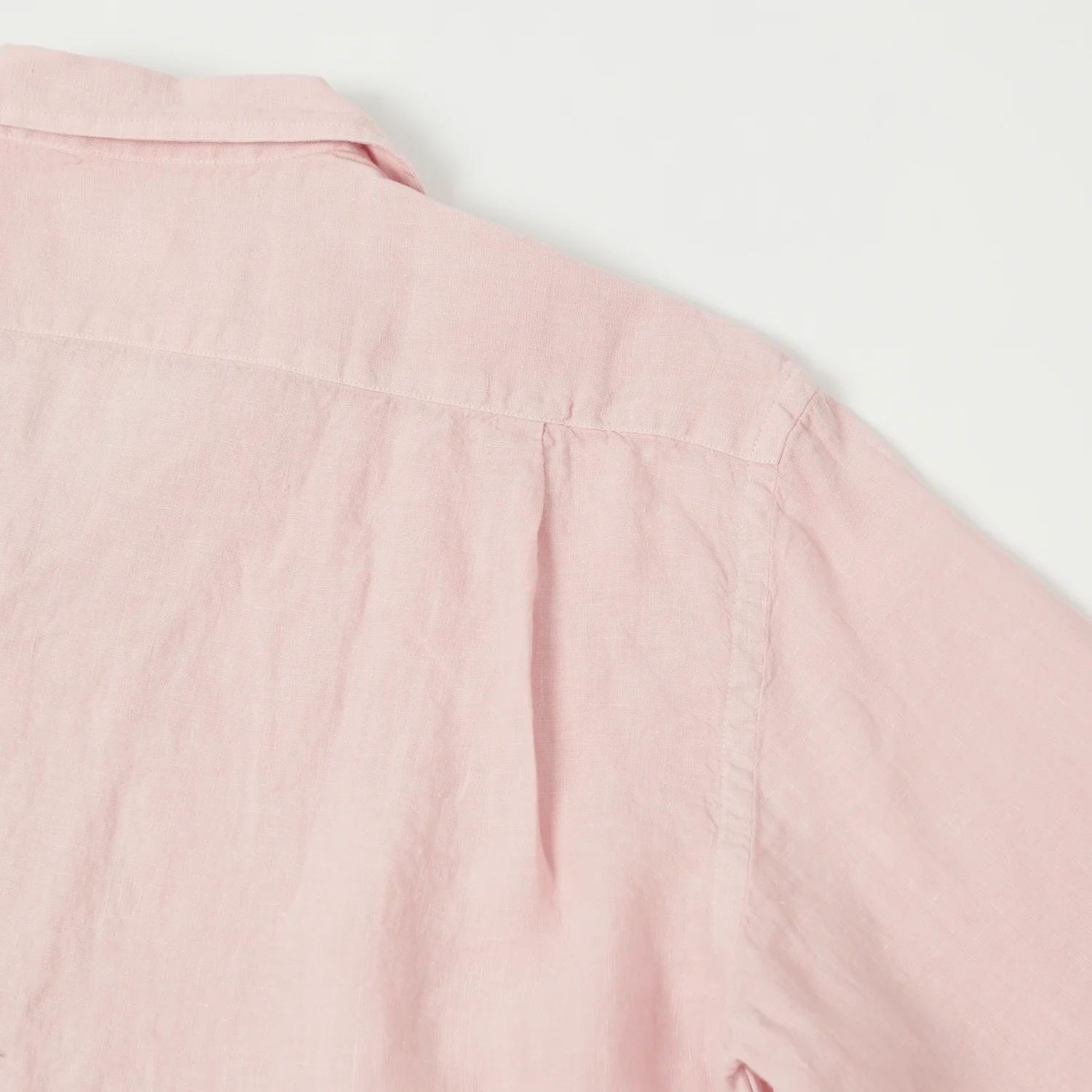 Hartford 'Palm' Camp Collar Linen Shirt - Faded Pink - Image 5