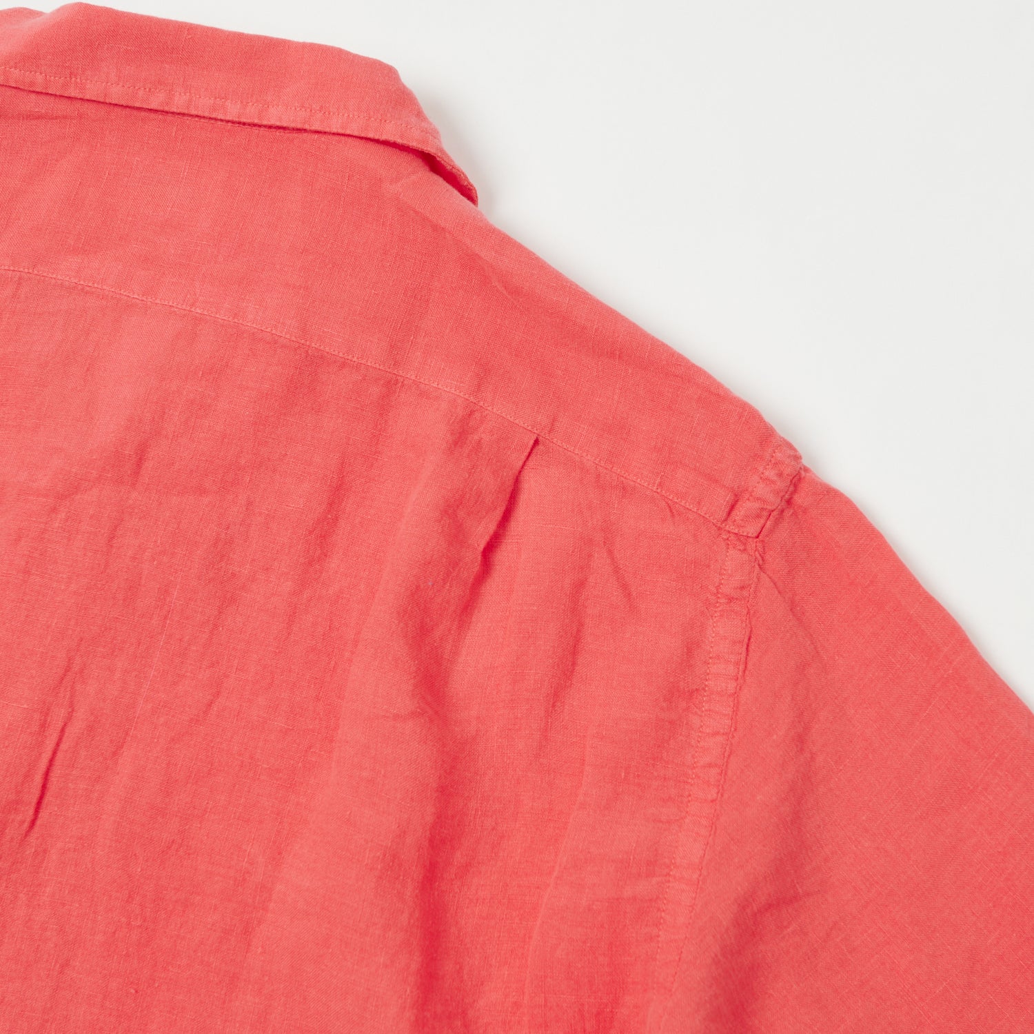 Hartford 'Palm' Camp Collar Linen Shirt - Faded Red - Image 5
