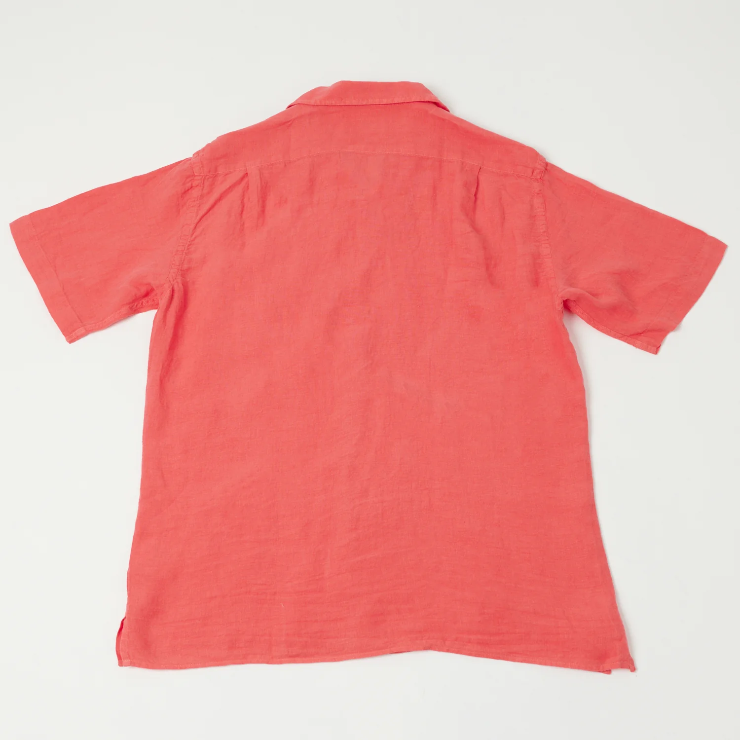 Hartford 'Palm' Camp Collar Linen Shirt - Faded Red - Image 6