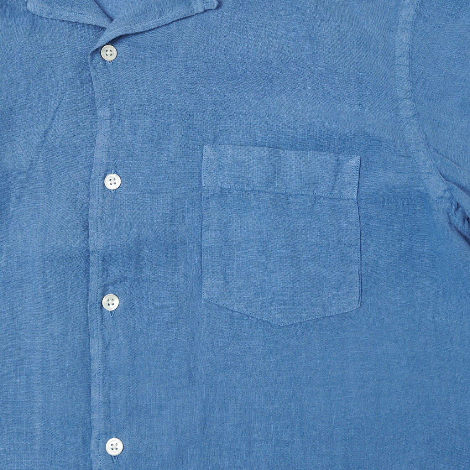 Hartford 'Palm' Camp Collar Linen Shirt - Nautic Blue - Image 3
