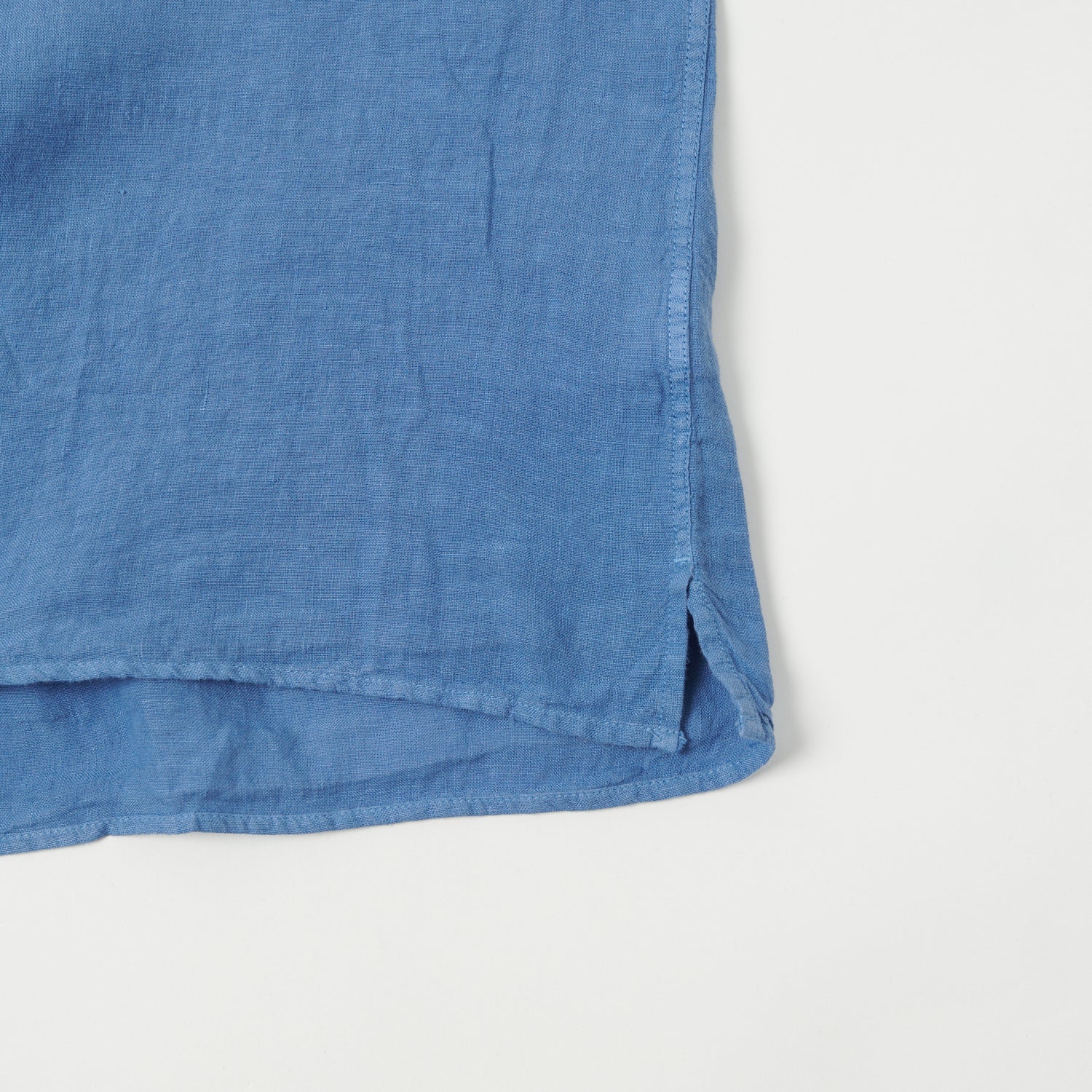 Hartford 'Palm' Camp Collar Linen Shirt - Nautic Blue - Image 4
