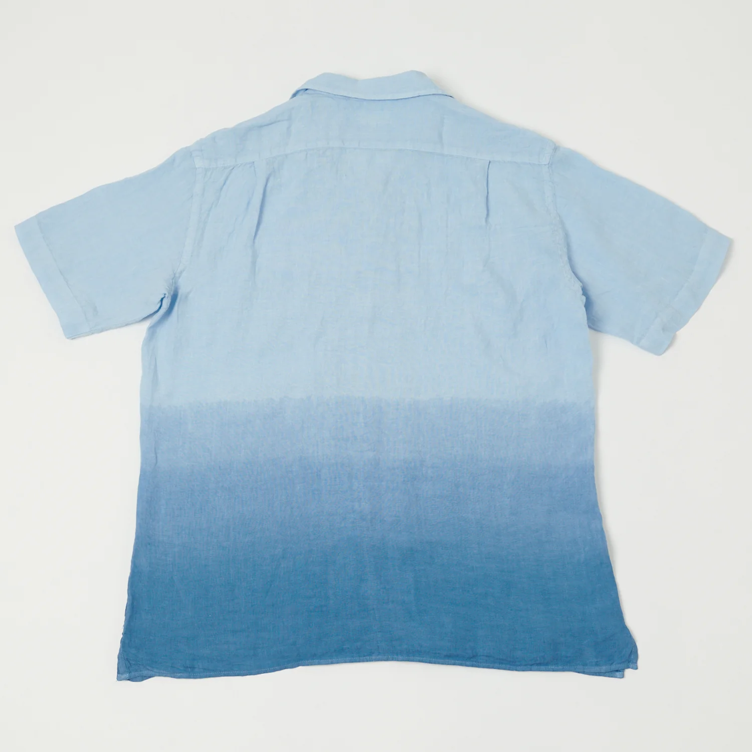 Hartford 'Palm' Camp Collar Linen Shirt - Tie Dye Azur/Nautic Blue - Image 6