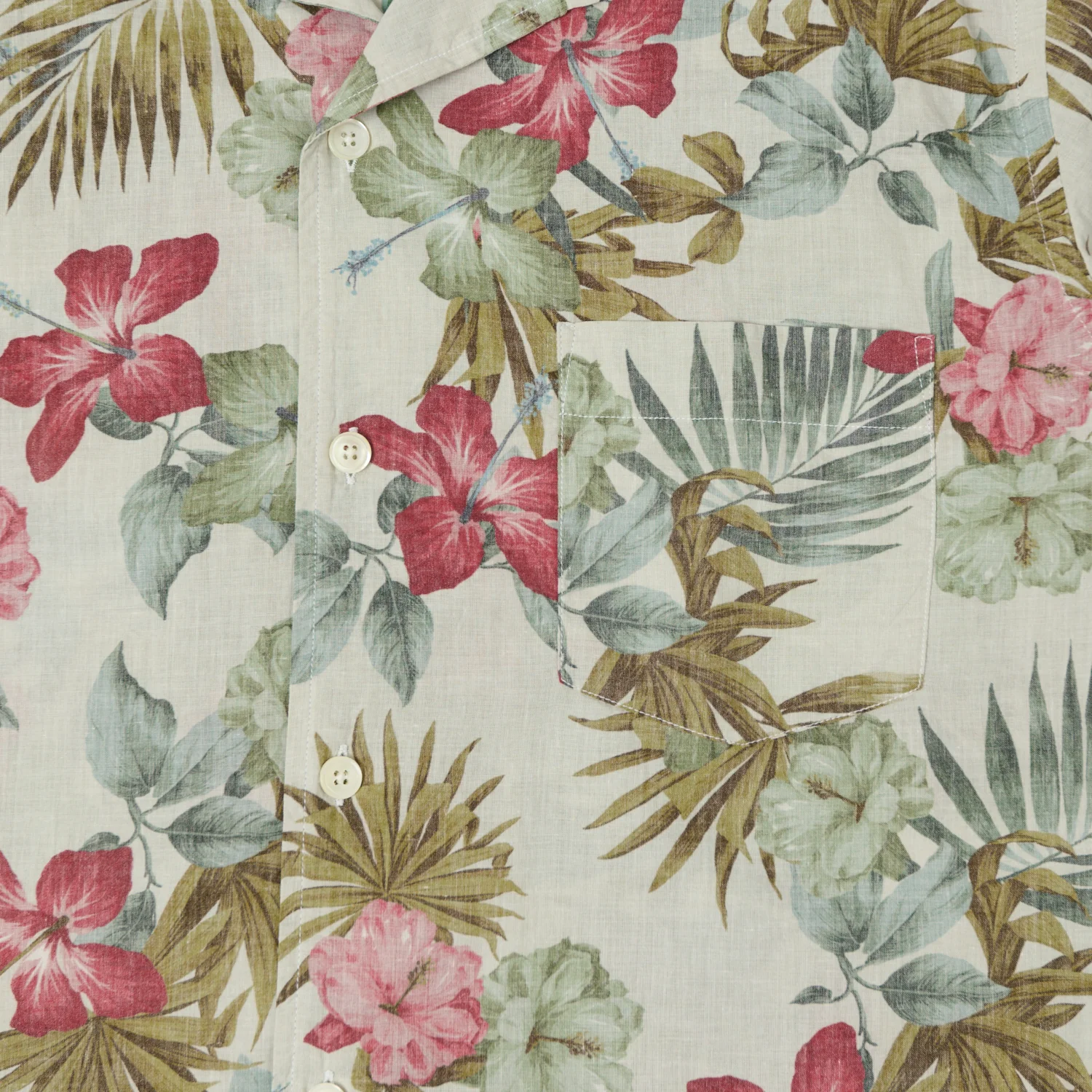 Hartford 'Palm' Camp Collar Hawaiian Shirt - Stone - Image 4
