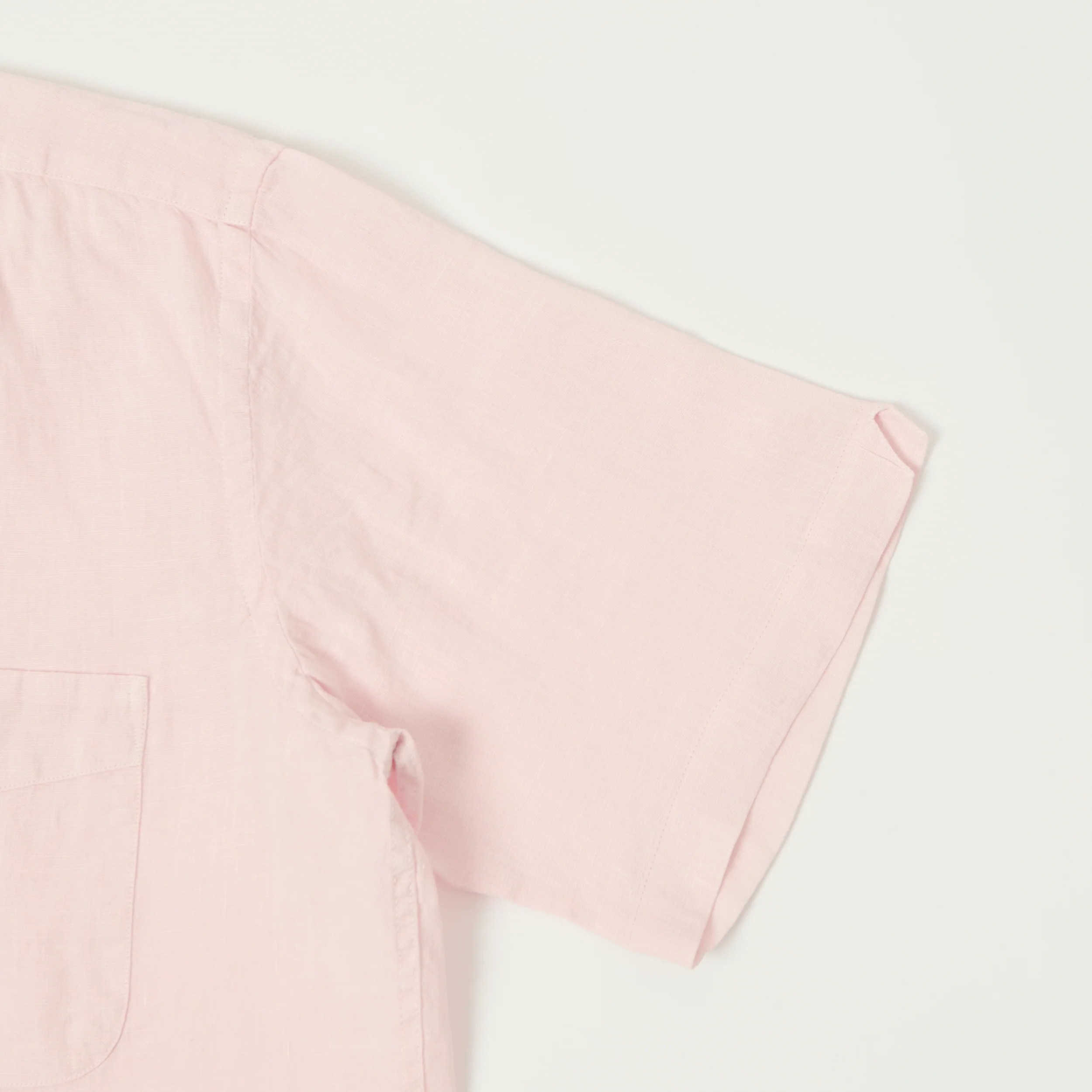 Hartford 'Palm' Camp Collar Linen Shirt - Shell Pink - Image 5