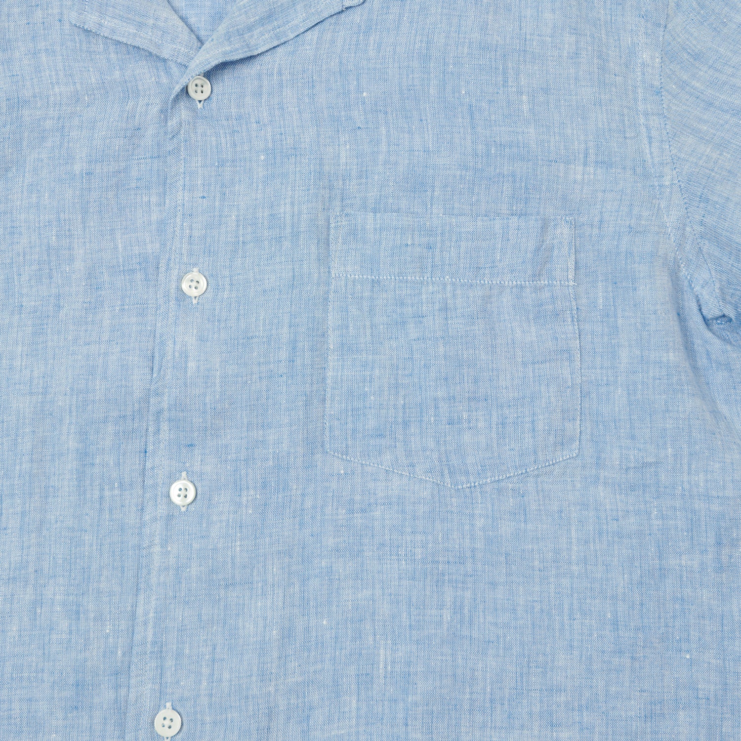 Hartford 'Palm' Camp Collar Linen Shirt - Sky - Image 3