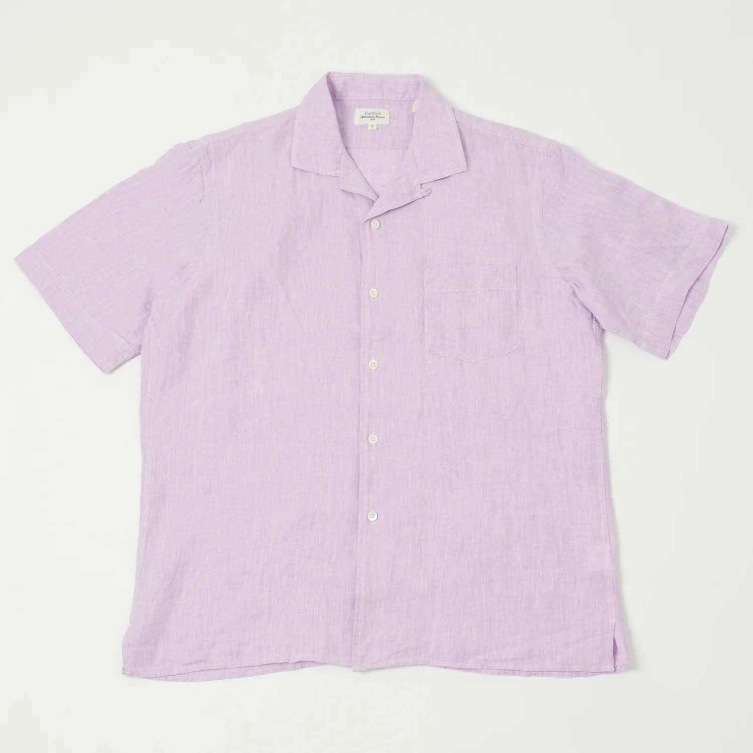 Hartford 'Palm' Camp Collar Linen Shirt - Violet