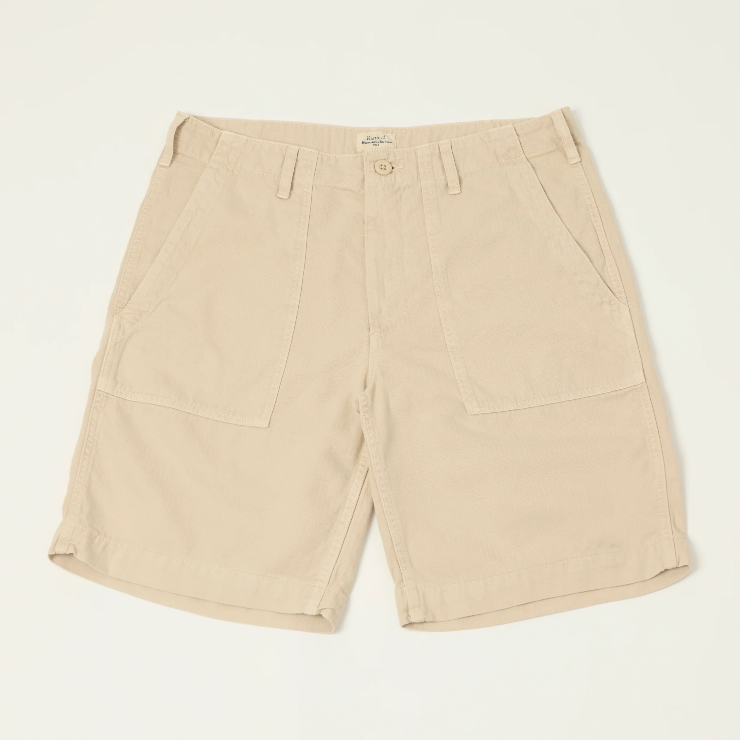 Hartford Herringbone Fatigue Shorts - Stone