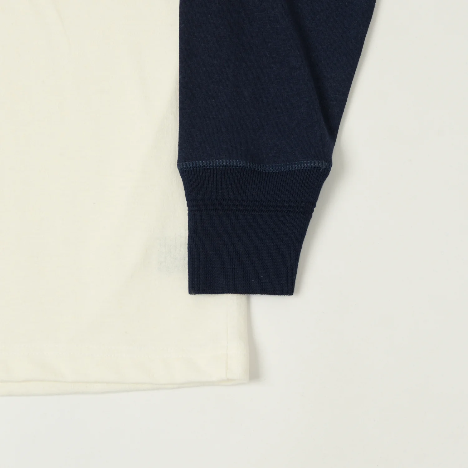 Heimat Cotton Hemp Contrast Sleeve T-Shirt - White/Ink - Image 3