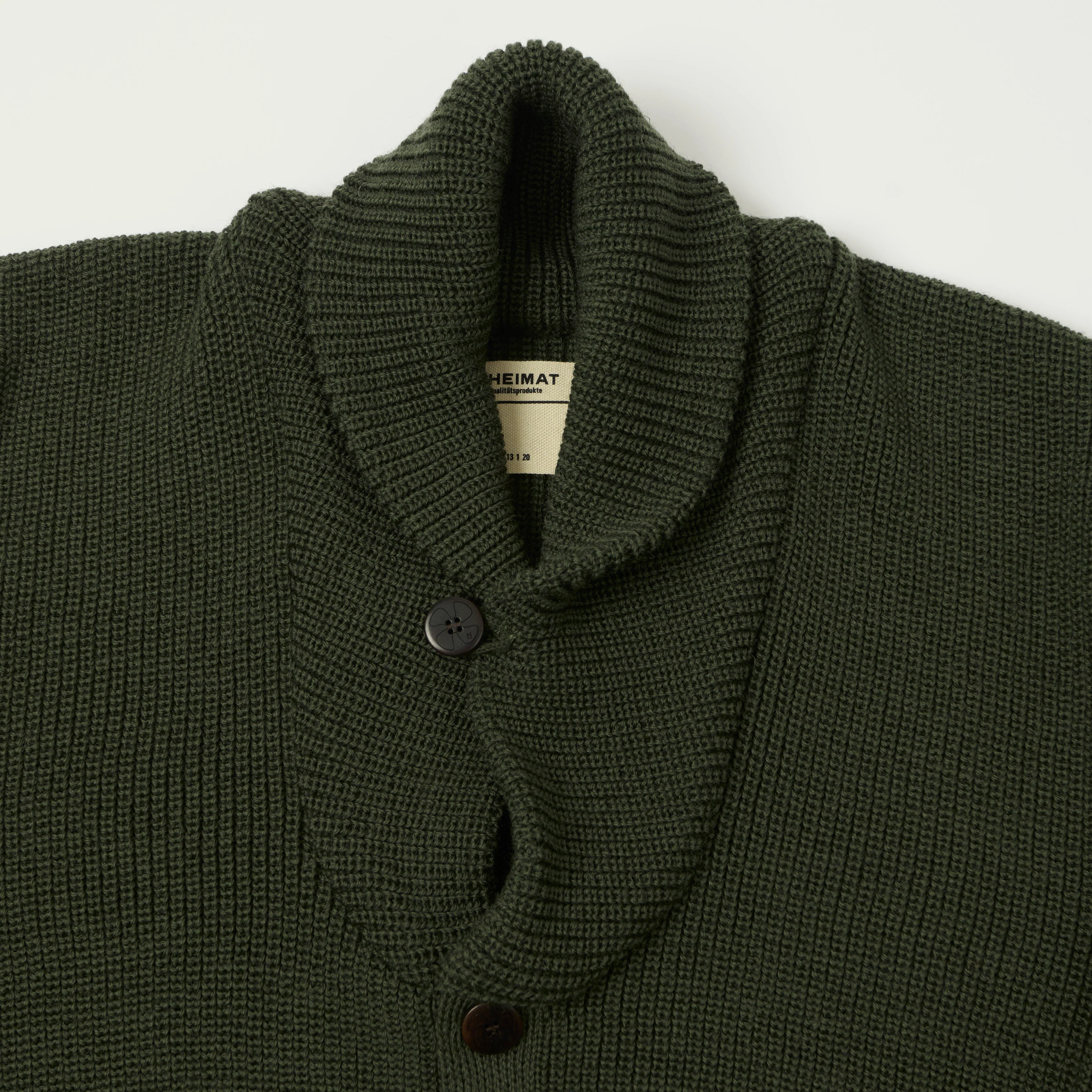 Heimat 'Eiger' Shawl Collar Cardigan - Military Green - Image 4