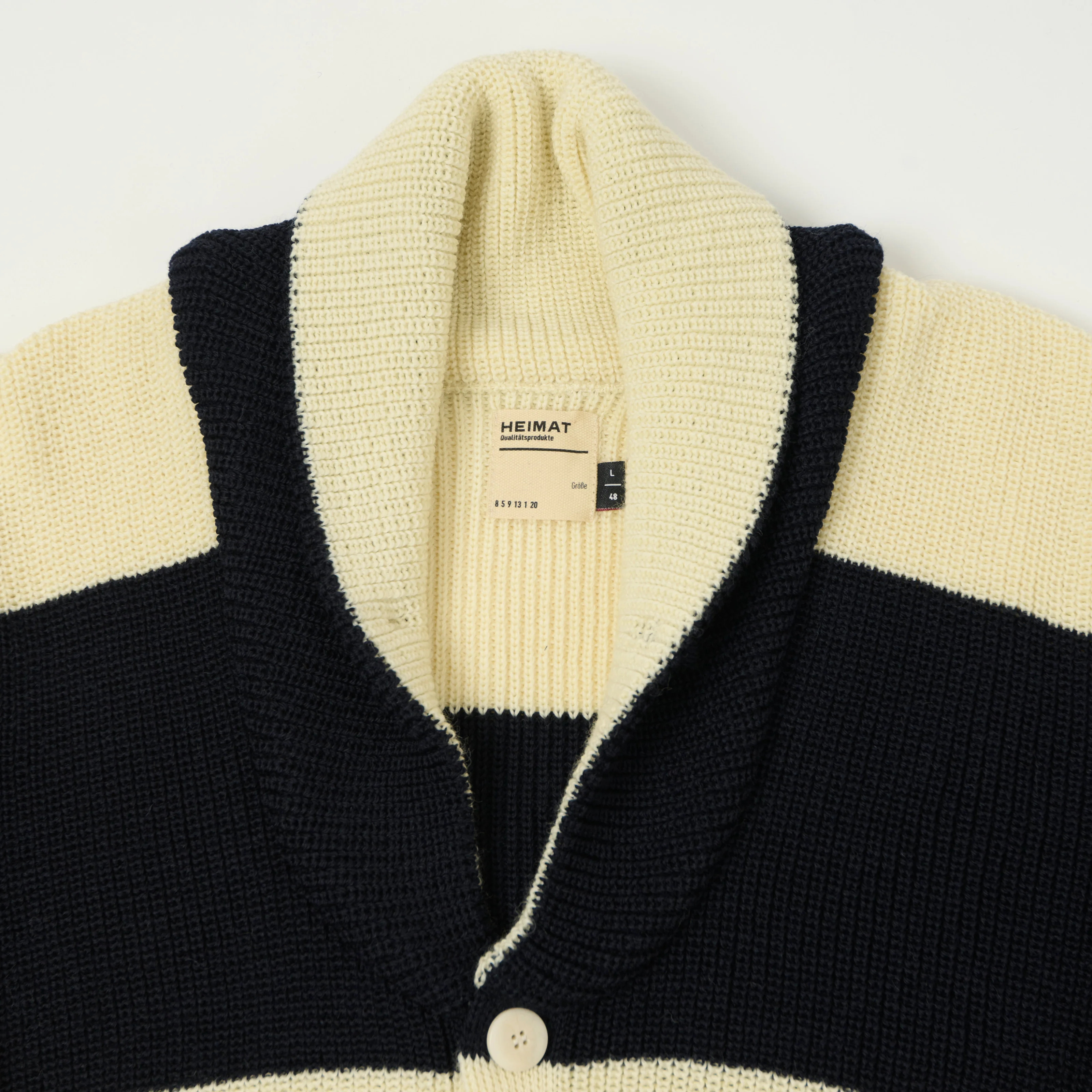 Heimat 'Eiger' Shawl Collar Cardigan - Ink/Seashell - Image 2