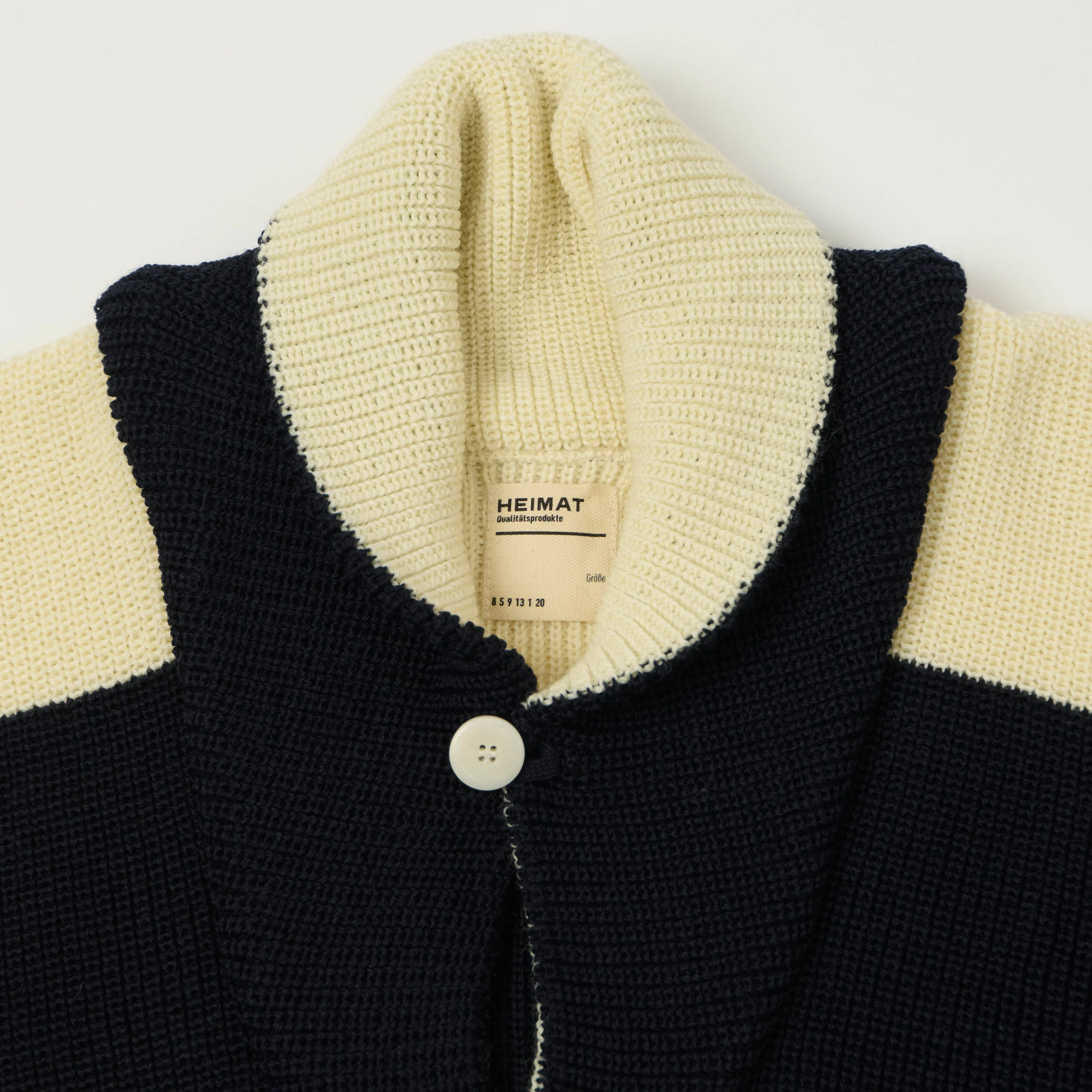 Heimat 'Eiger' Shawl Collar Cardigan - Ink/Seashell - Image 3