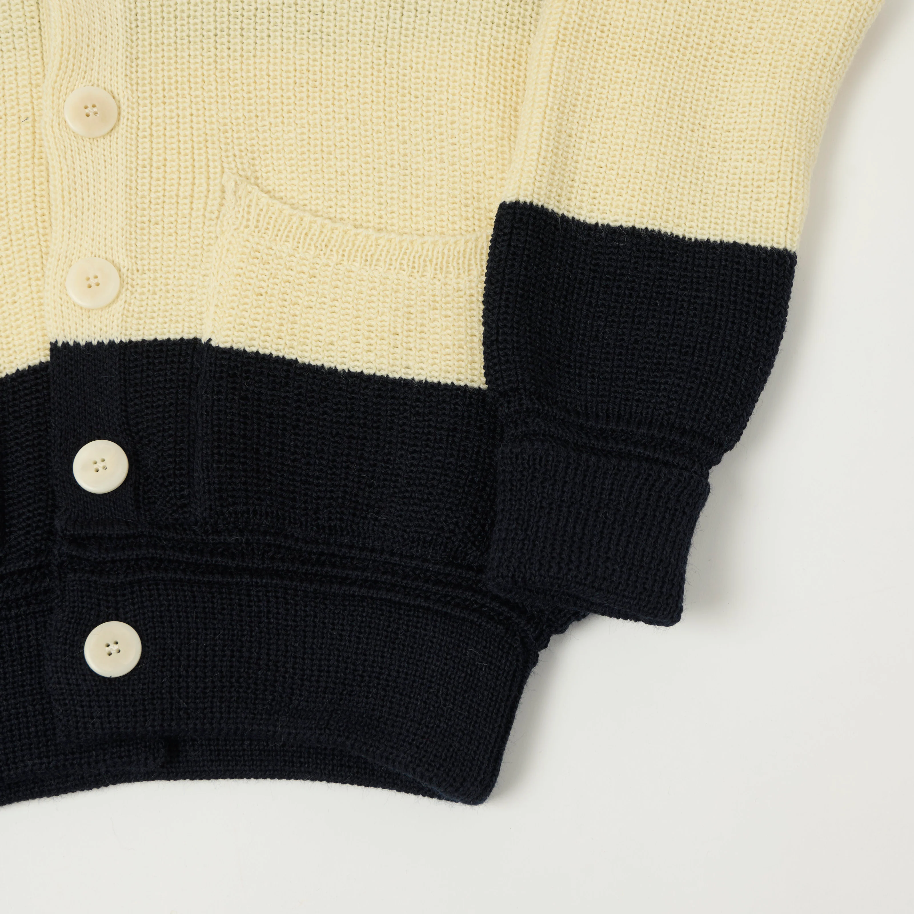 Heimat 'Eiger' Shawl Collar Cardigan - Ink/Seashell - Image 4
