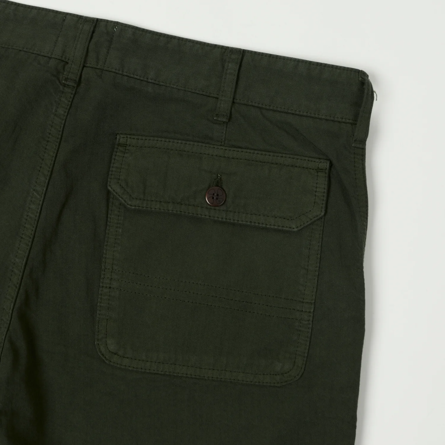 Heimat 'Journey' Herringbone Twill Chinos - Military Green - Image 2