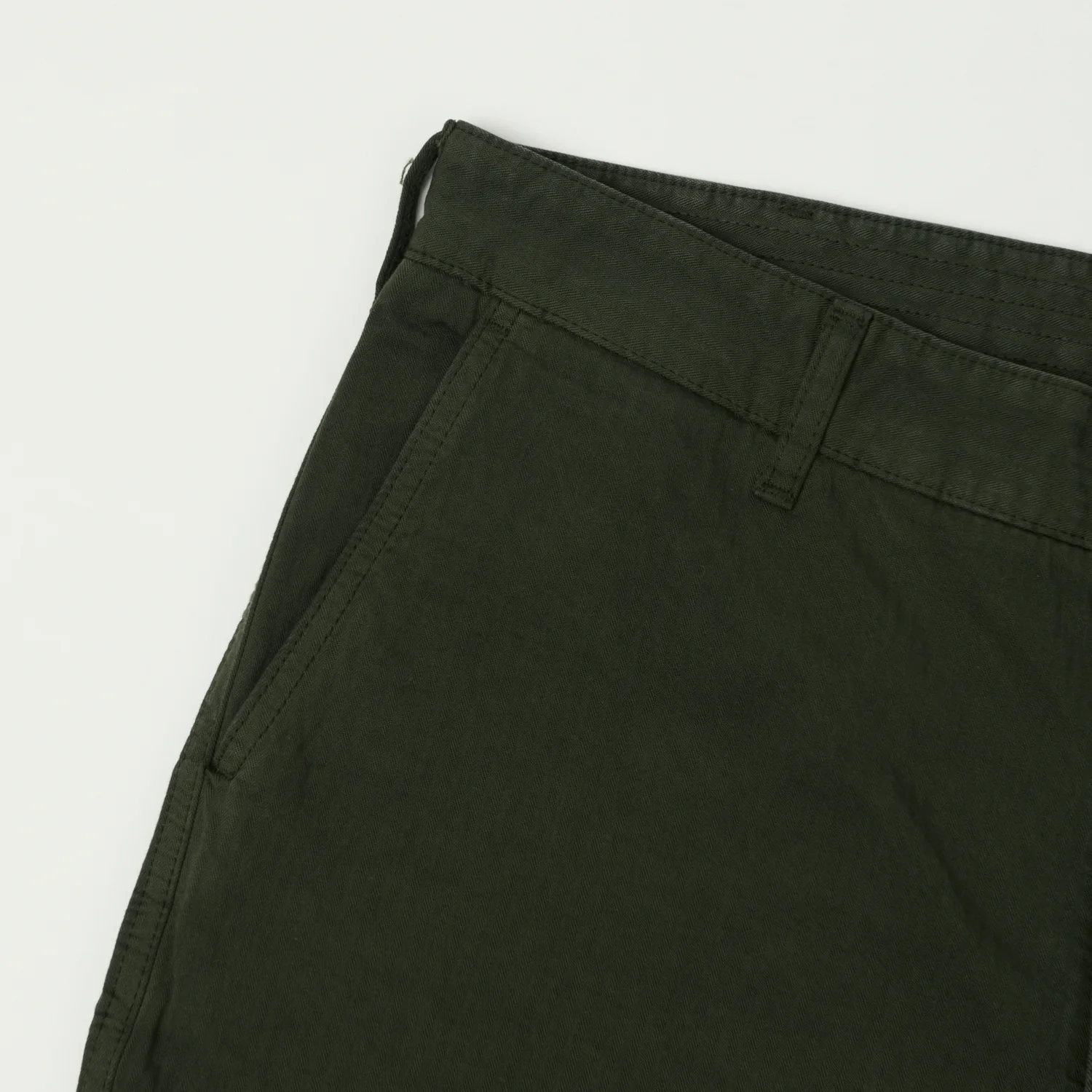 Heimat 'Journey' Herringbone Twill Shorts - Military Green - Image 3