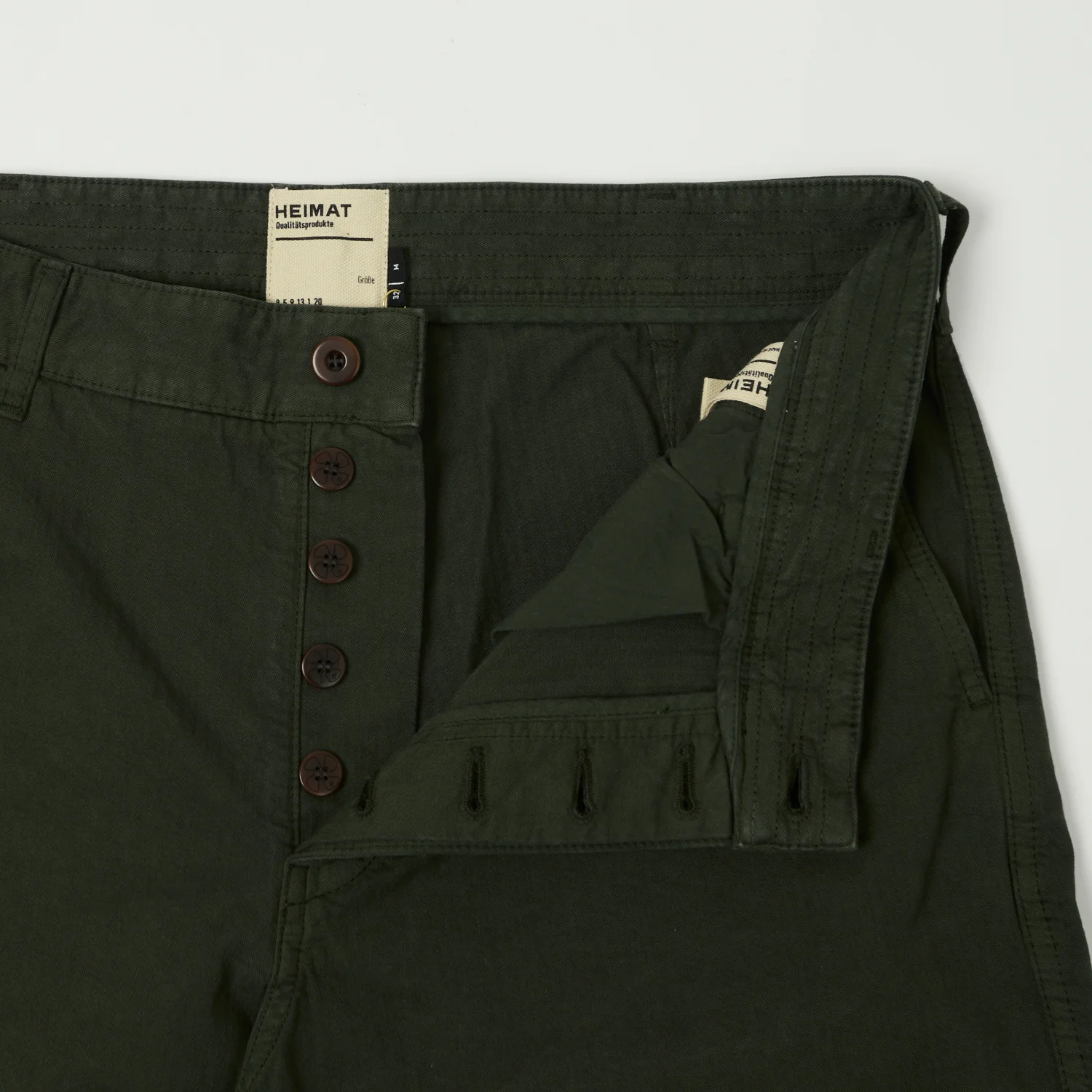 Heimat 'Journey' Herringbone Twill Shorts - Military Green - Image 4