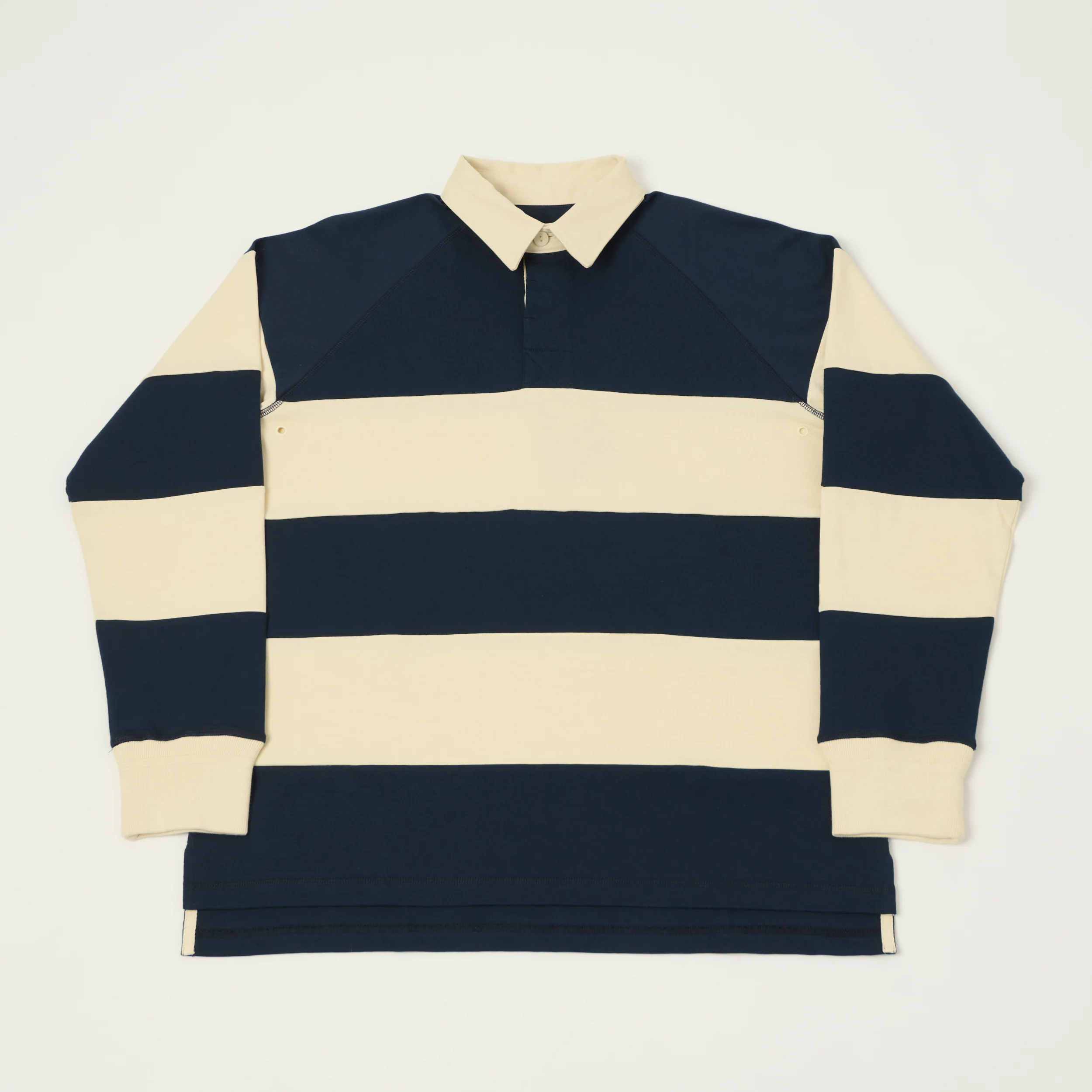 Heimat Raglan Sleeve Rugby Shirt - Ink Blue/Seashell