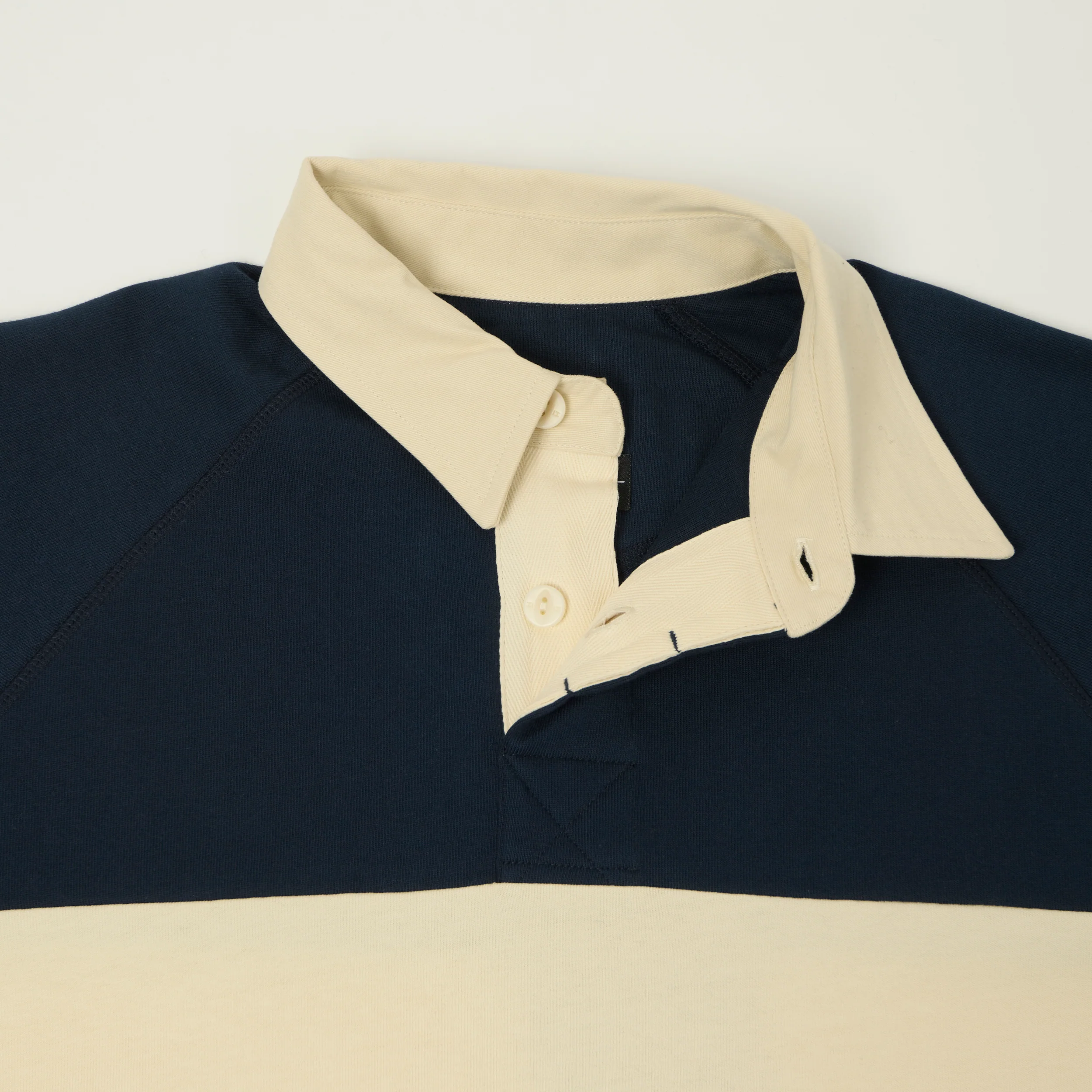 Heimat Raglan Sleeve Rugby Shirt - Ink Blue/Seashell - Image 5