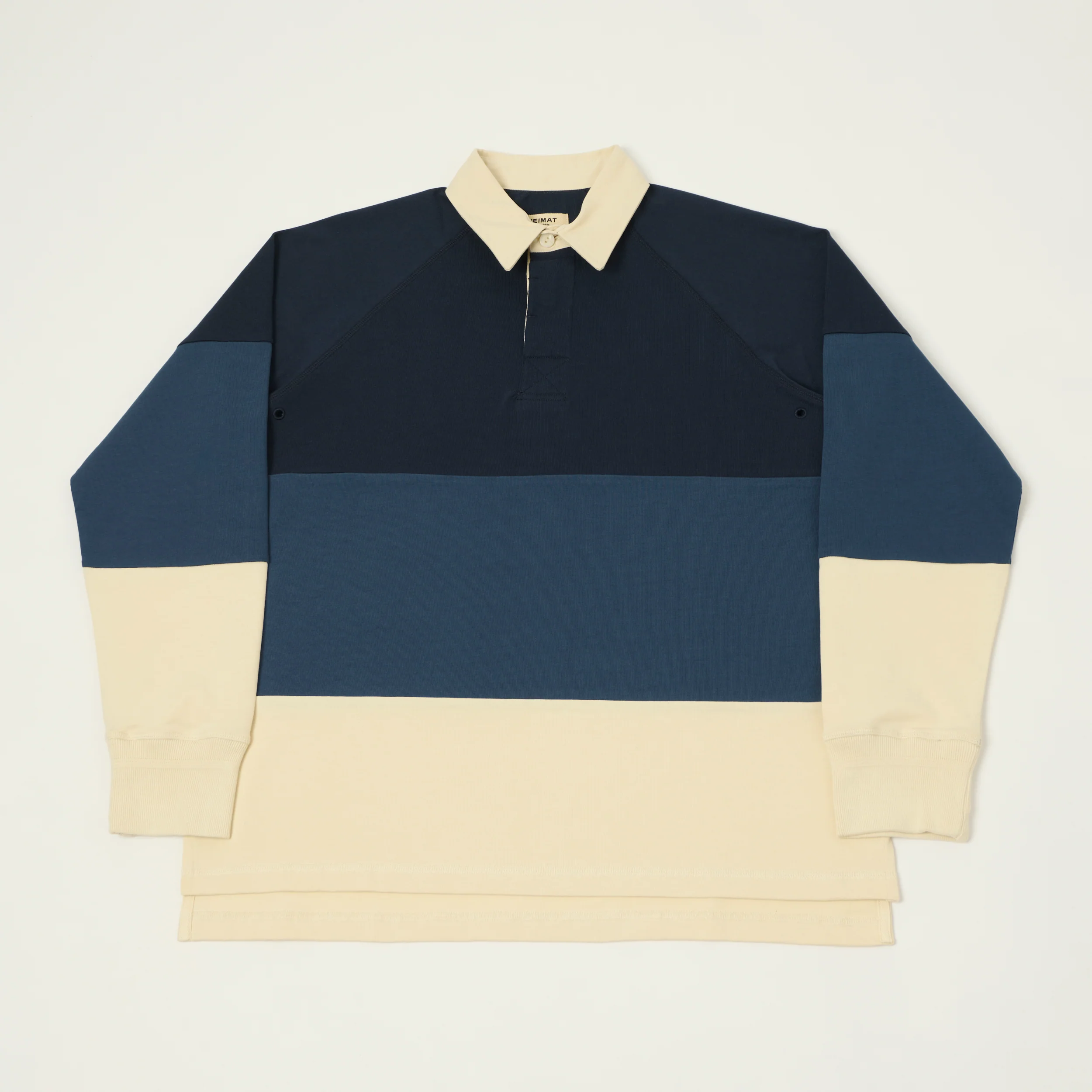 Heimat Raglan Sleeve Rugby Shirt - Trail Blue/Ink/Seashell