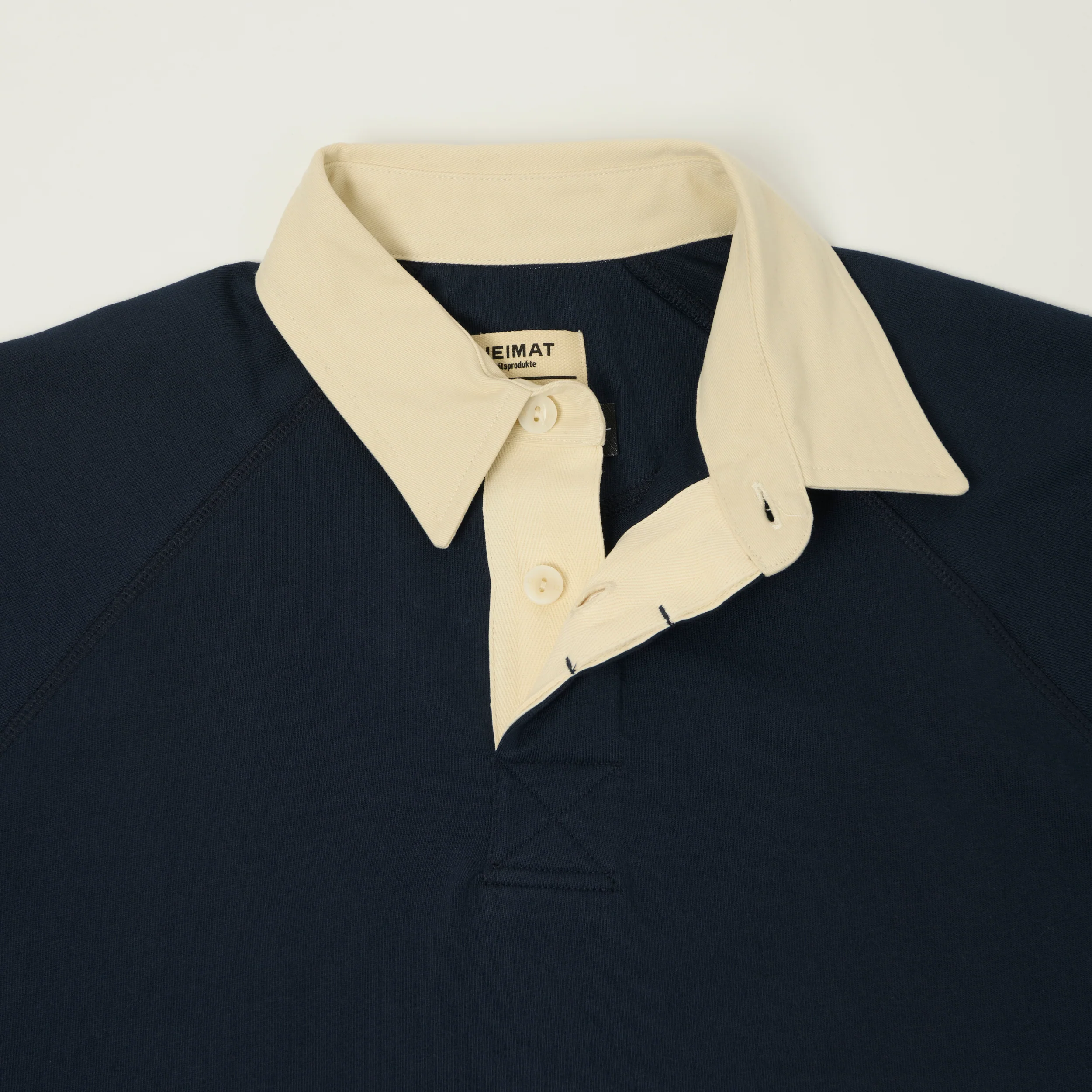 Heimat Raglan Sleeve Rugby Shirt - Trail Blue/Ink/Seashell - Image 5