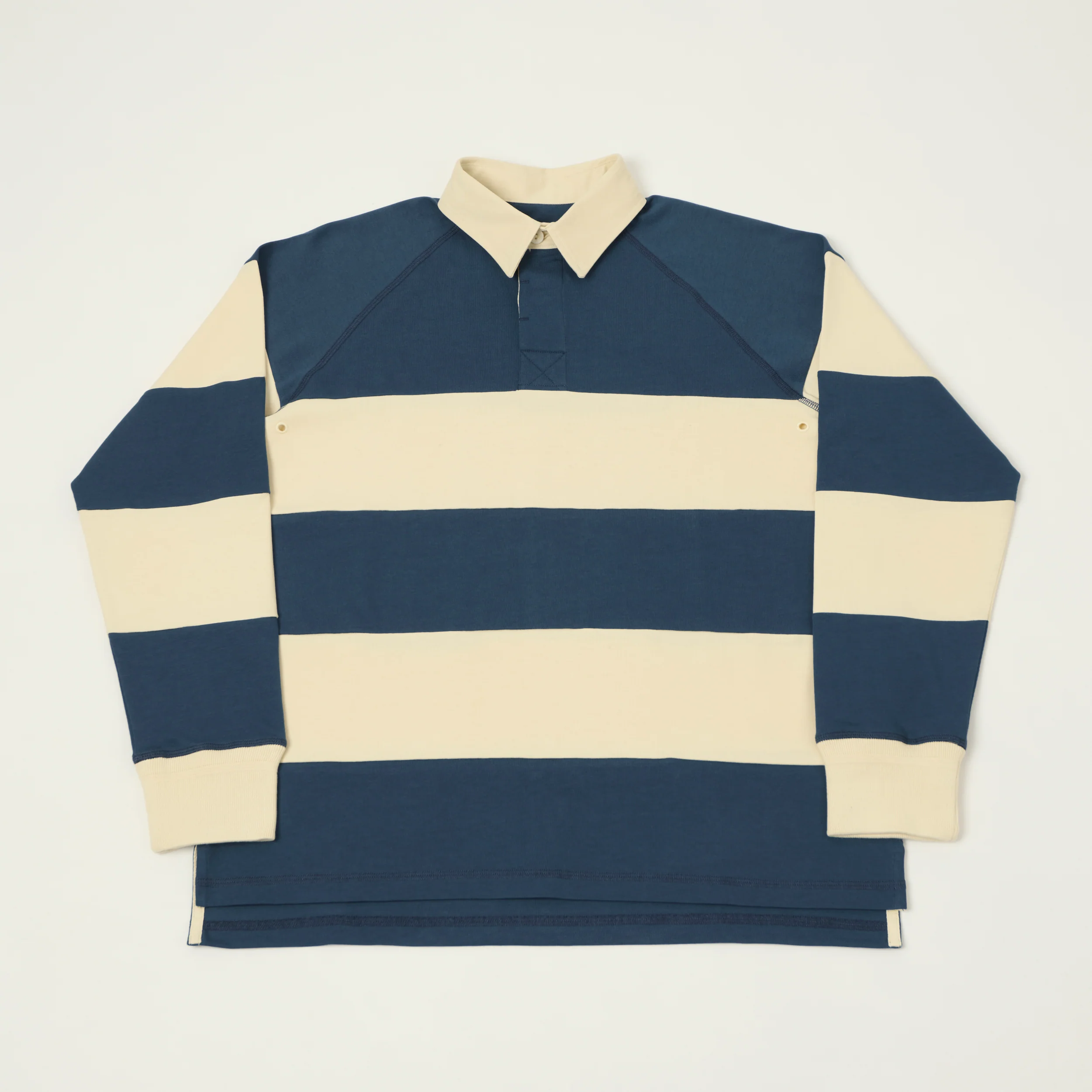 Heimat Raglan Sleeve Rugby Shirt - Trail Blue/Seashell