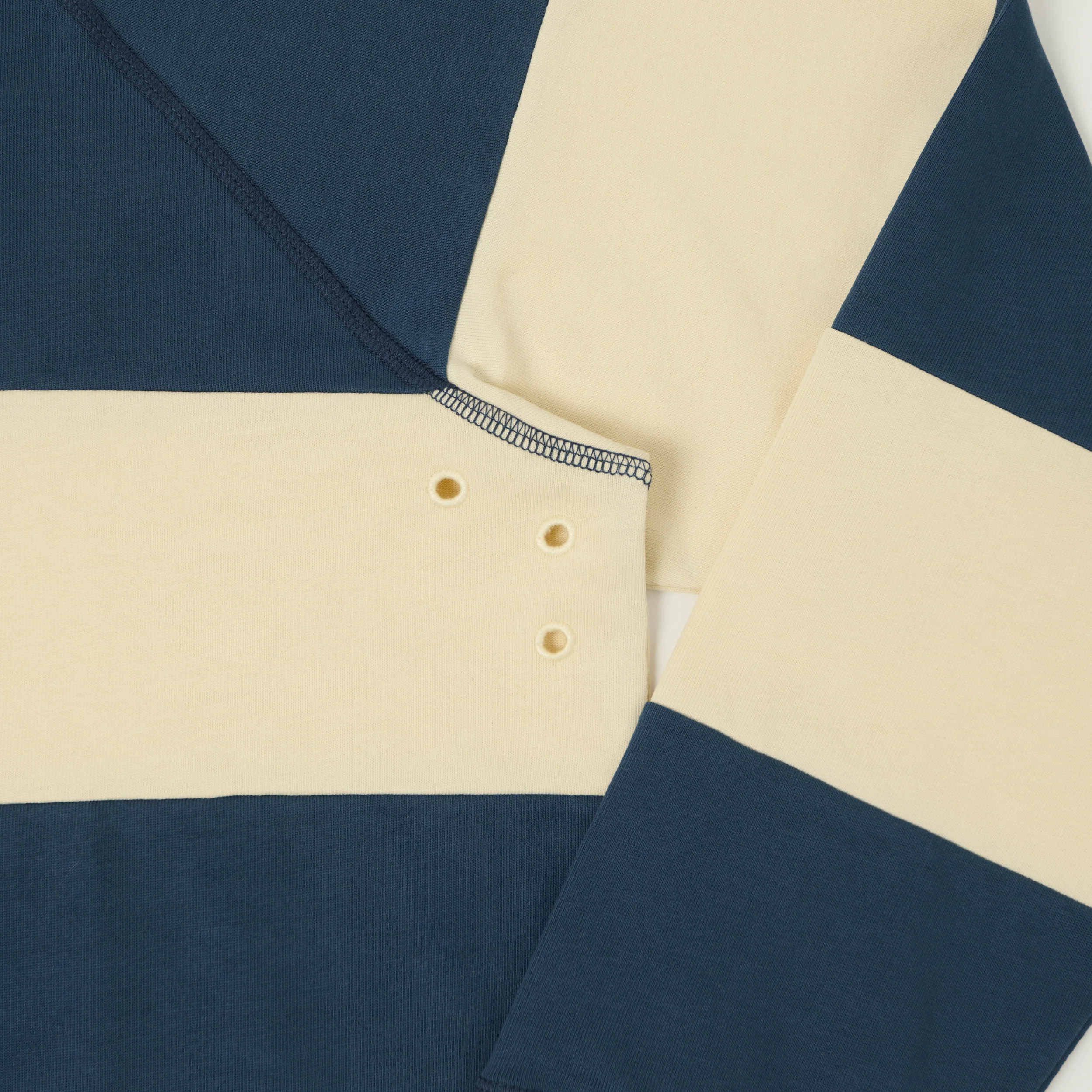 Heimat Raglan Sleeve Rugby Shirt - Trail Blue/Seashell - Image 4