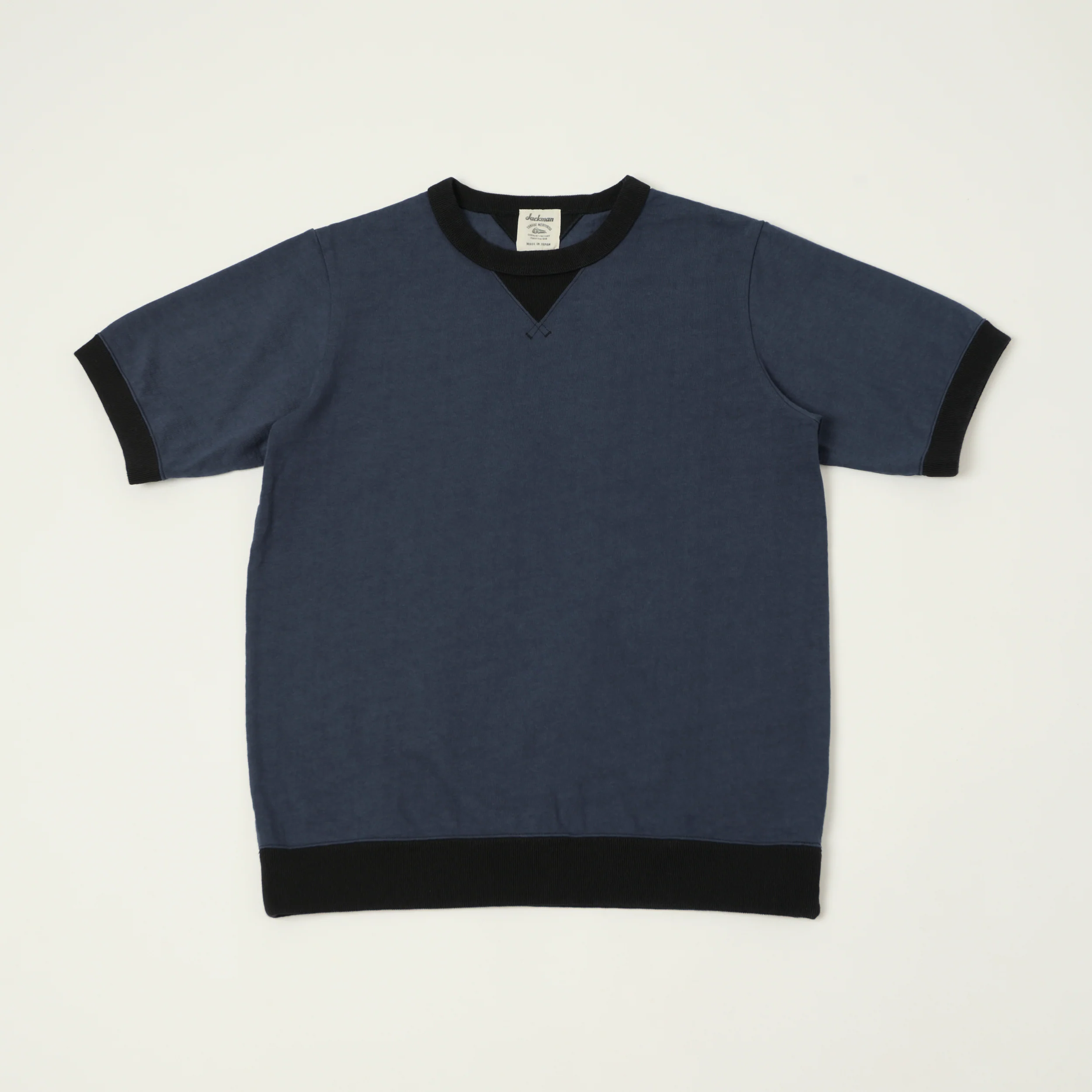 Jackman Dotsume Rib T-Shirt - Royal Navy/Black
