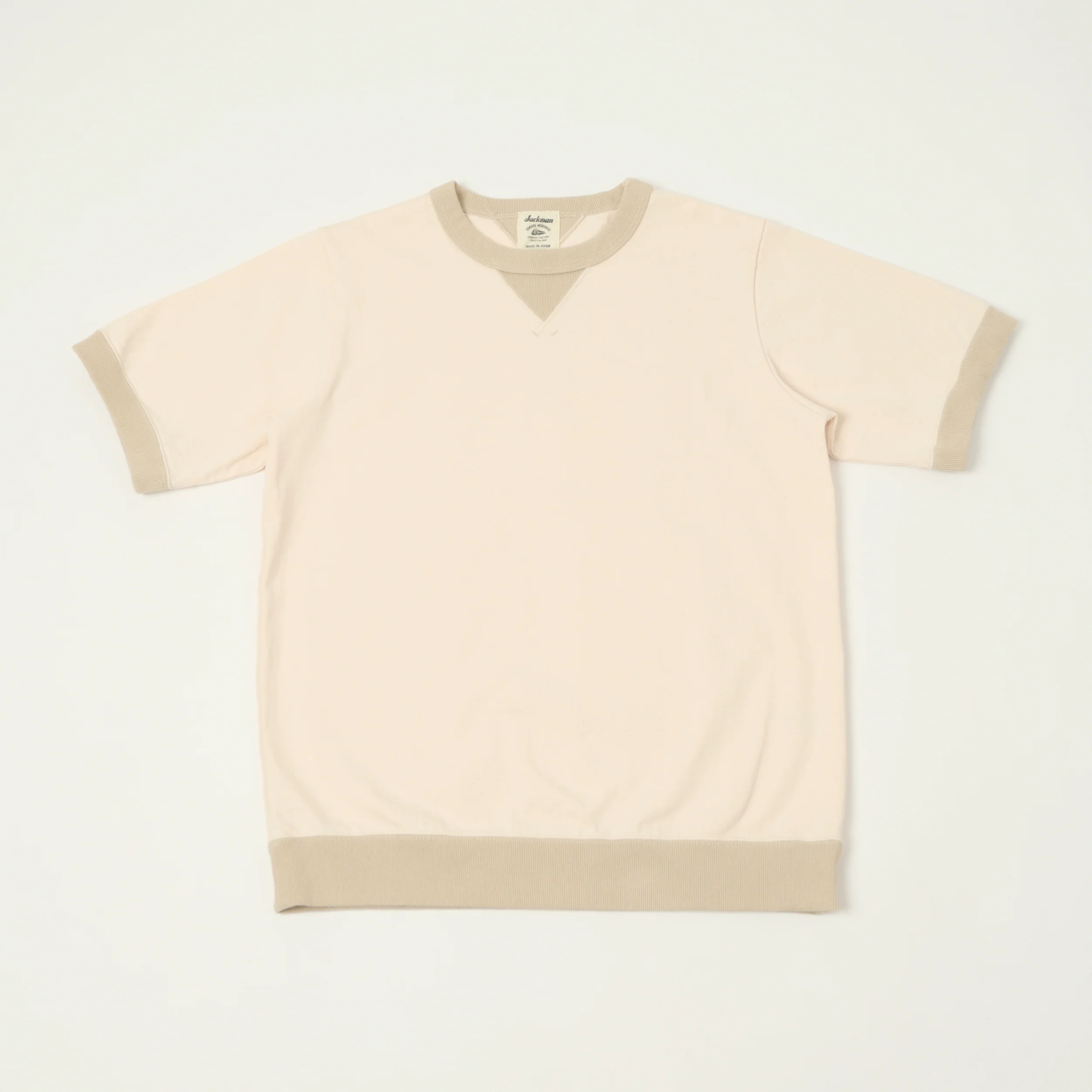 Jackman Dotsume Rib T-Shirt - Shell Pink/Dark Beige