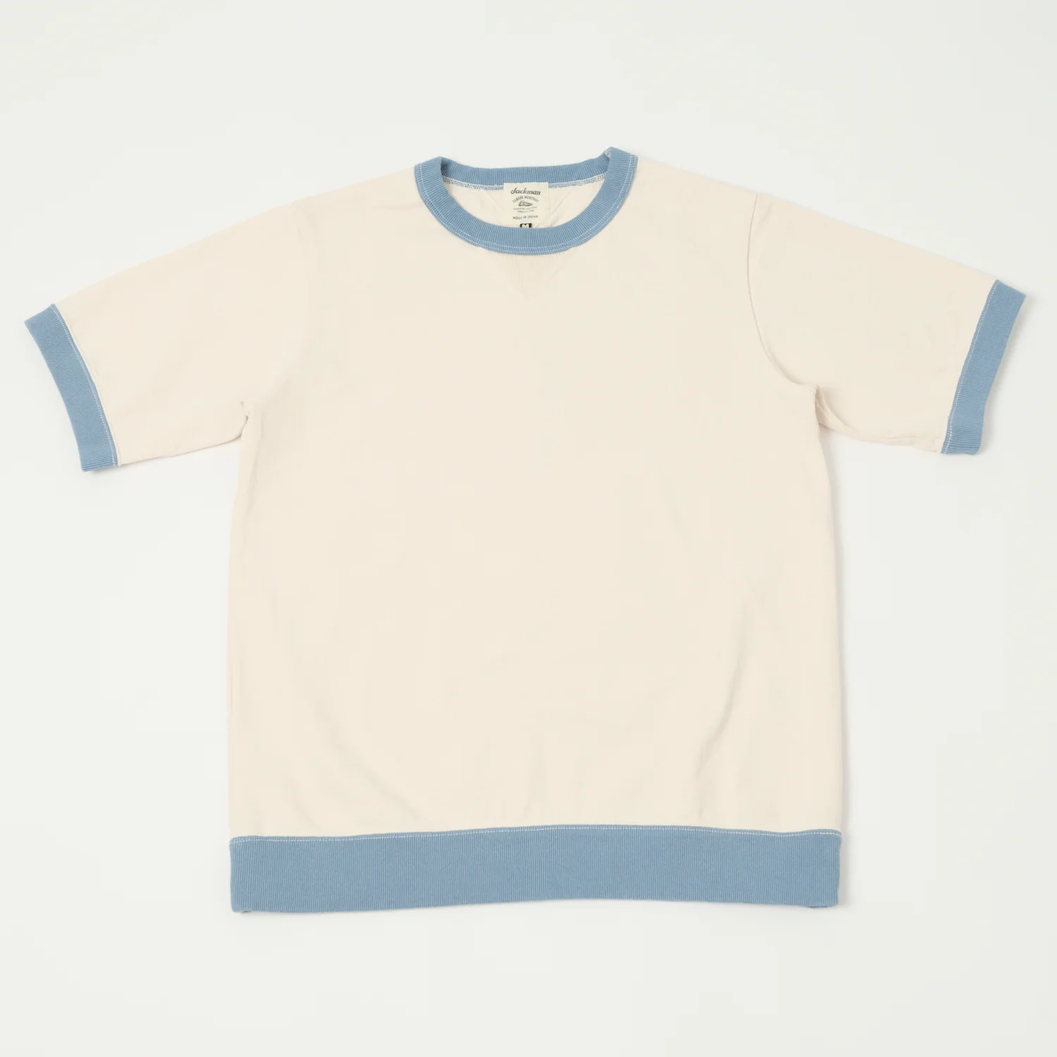 Jackman Dotsume Rib T-Shirt - Soft Pink/Blue Grey