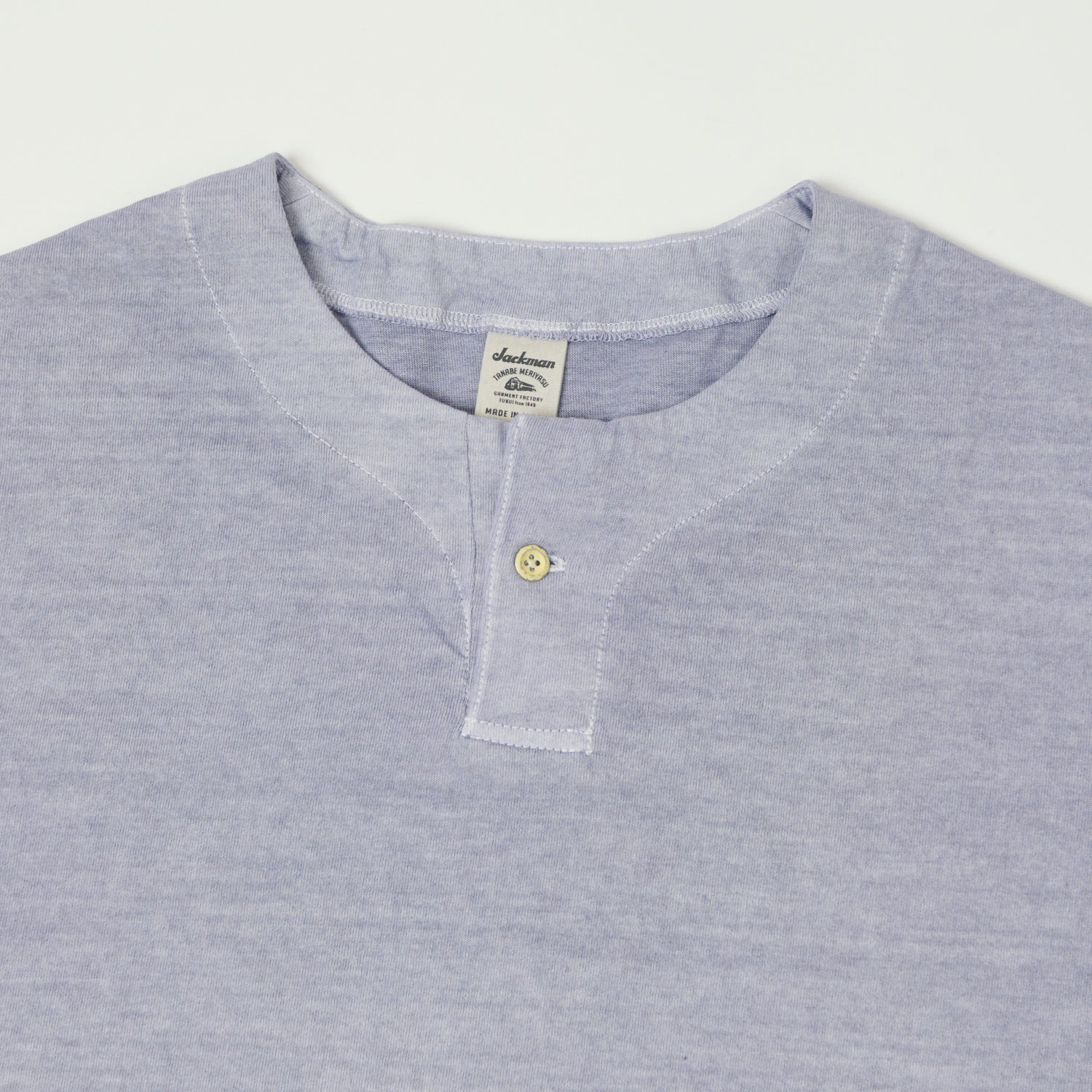 Jackman Pigment Dye Henley T-Shirt - Fade Lilac - Image 2