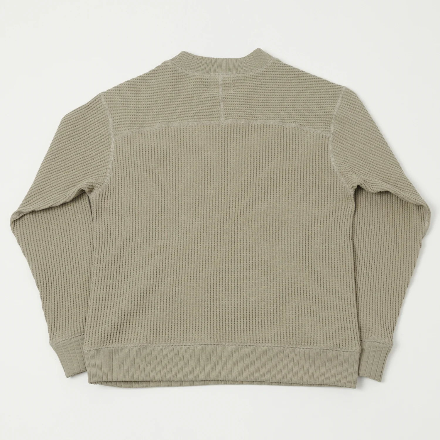 Jackman Midneck Waffle Sweatshirt - Shadow Khaki - Image 3