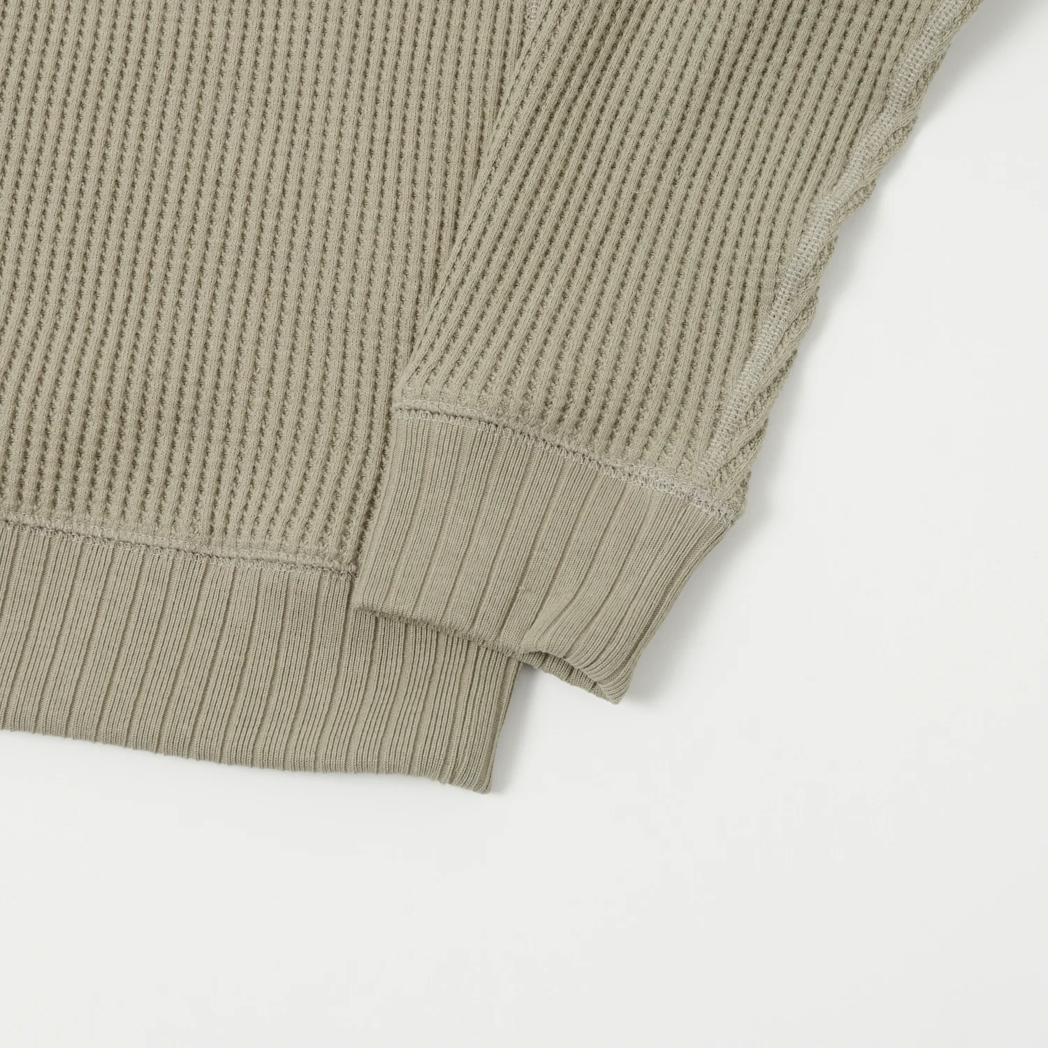 Jackman Midneck Waffle Sweatshirt - Shadow Khaki - Image 5