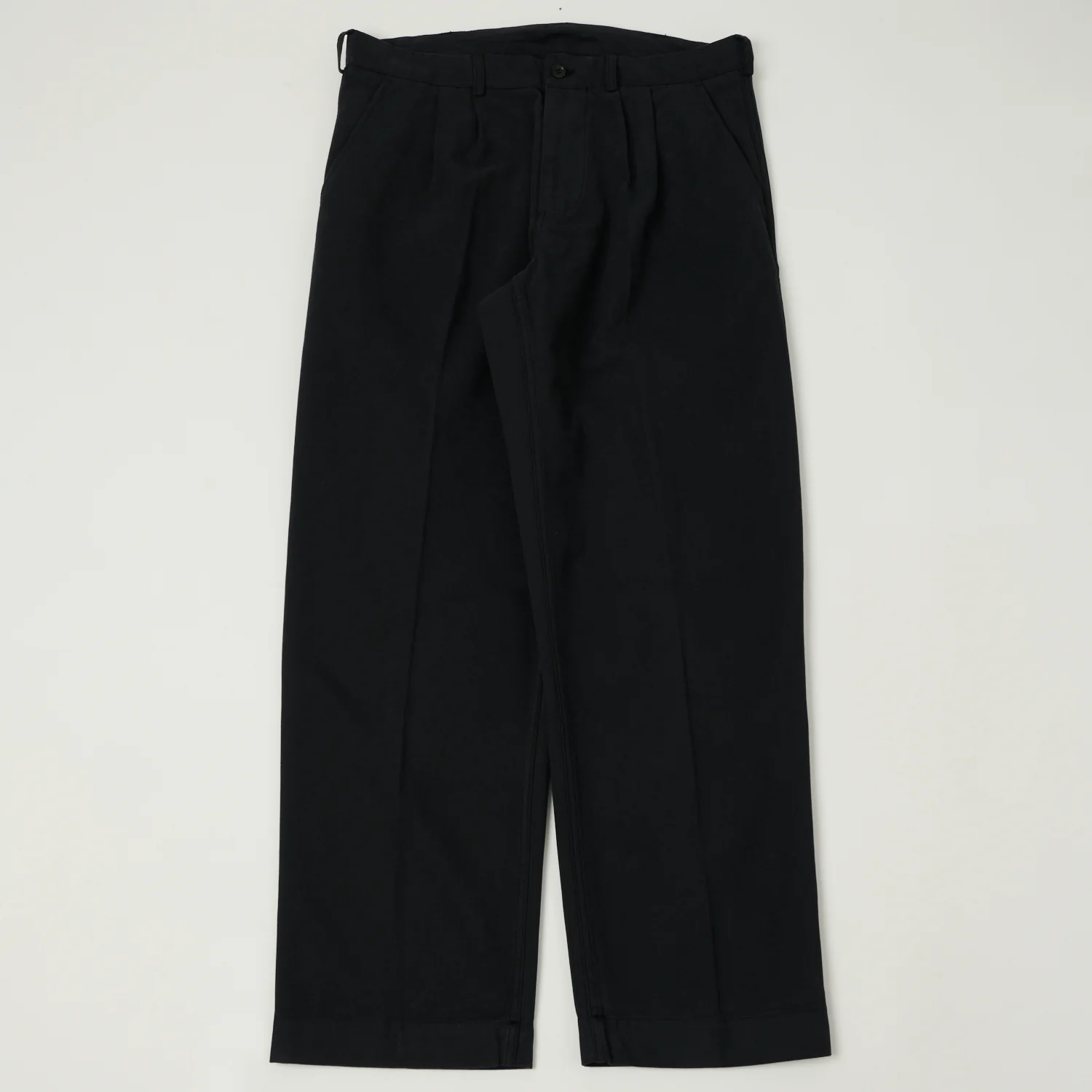 Knickerbocker Canal Pleated Twill Cotton Pant - Black