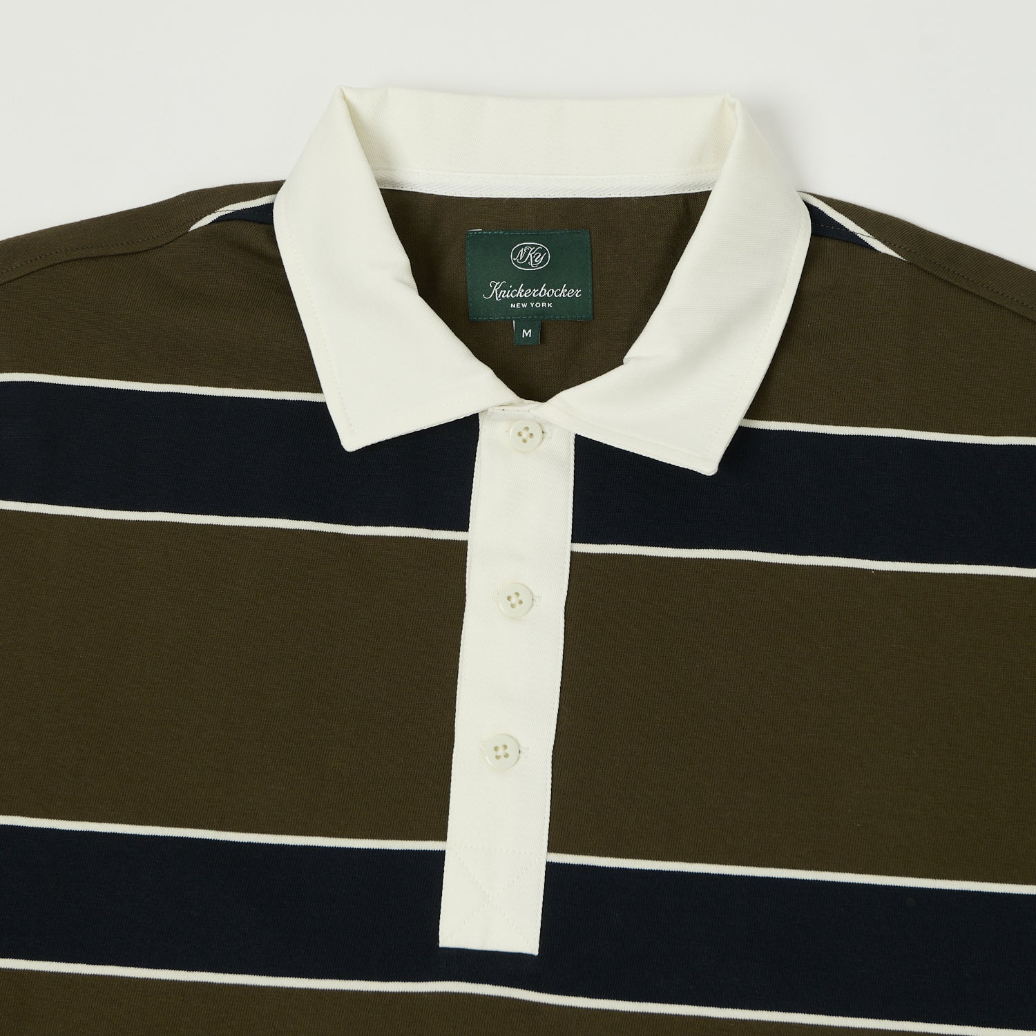 Knickerbocker 'McCarren' Stripe Rugby Shirt - Black/Olive - Image 2